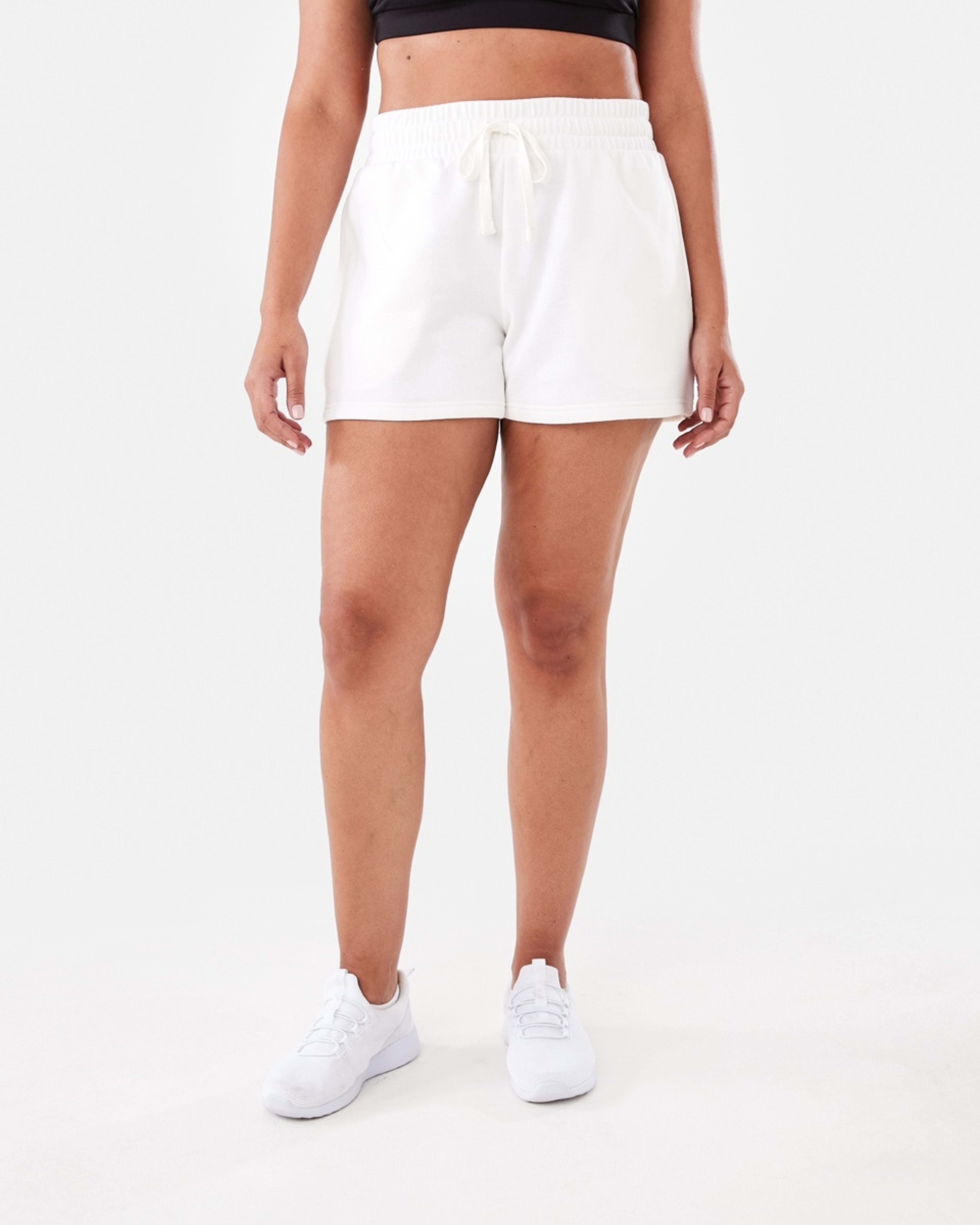 6 Active Womens Fleece Shorts Ecru, 6 of 6