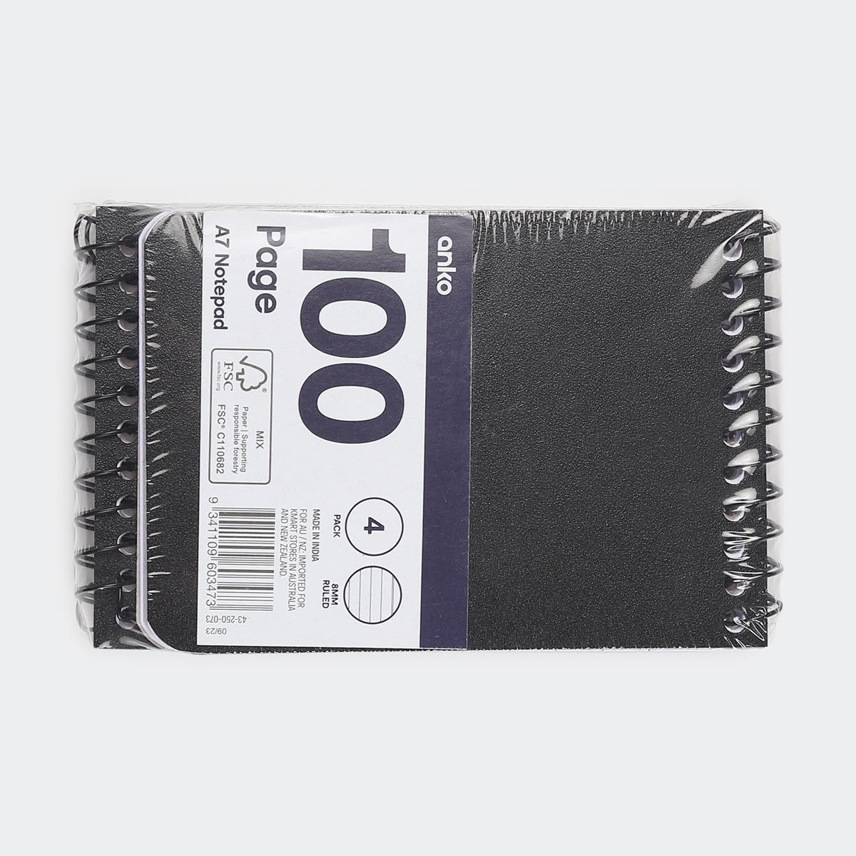 4 Pack A7 Notepad Black Kmart