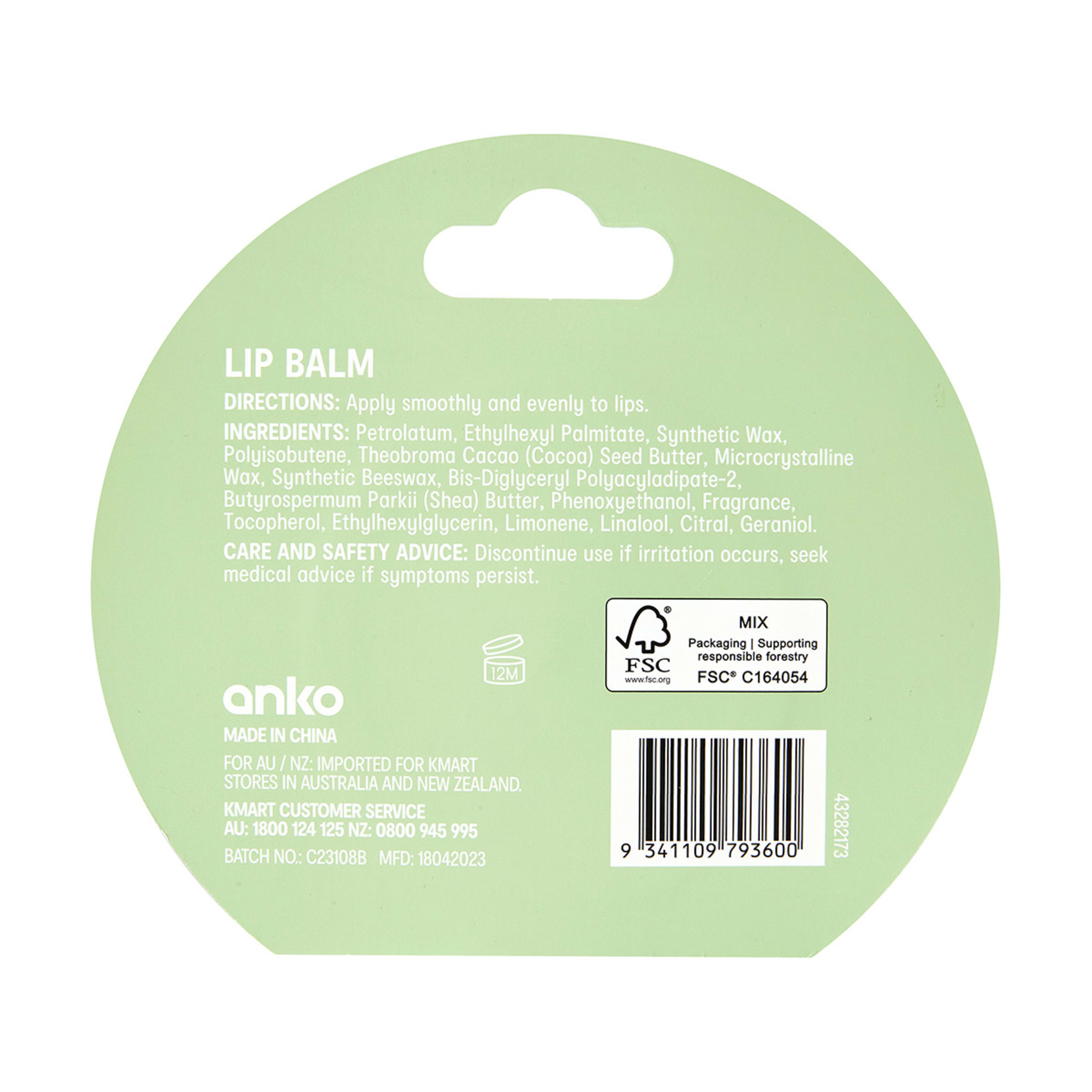 Lip Balm Sweet Orange Flavour and Shea Butter Kmart