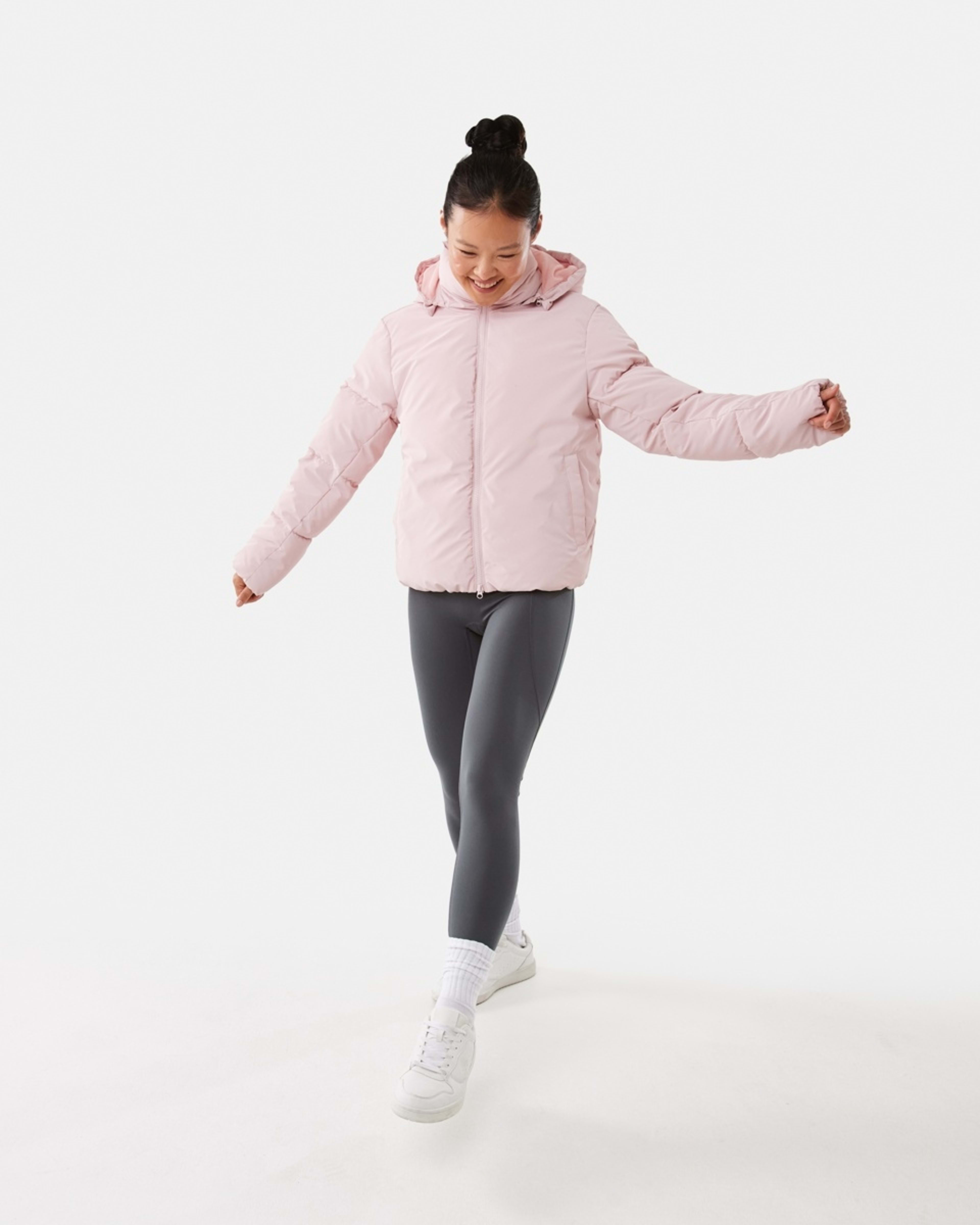 3 Active Womens Mid Length Puffer Jacket Qurtz Pink, 3 of 8