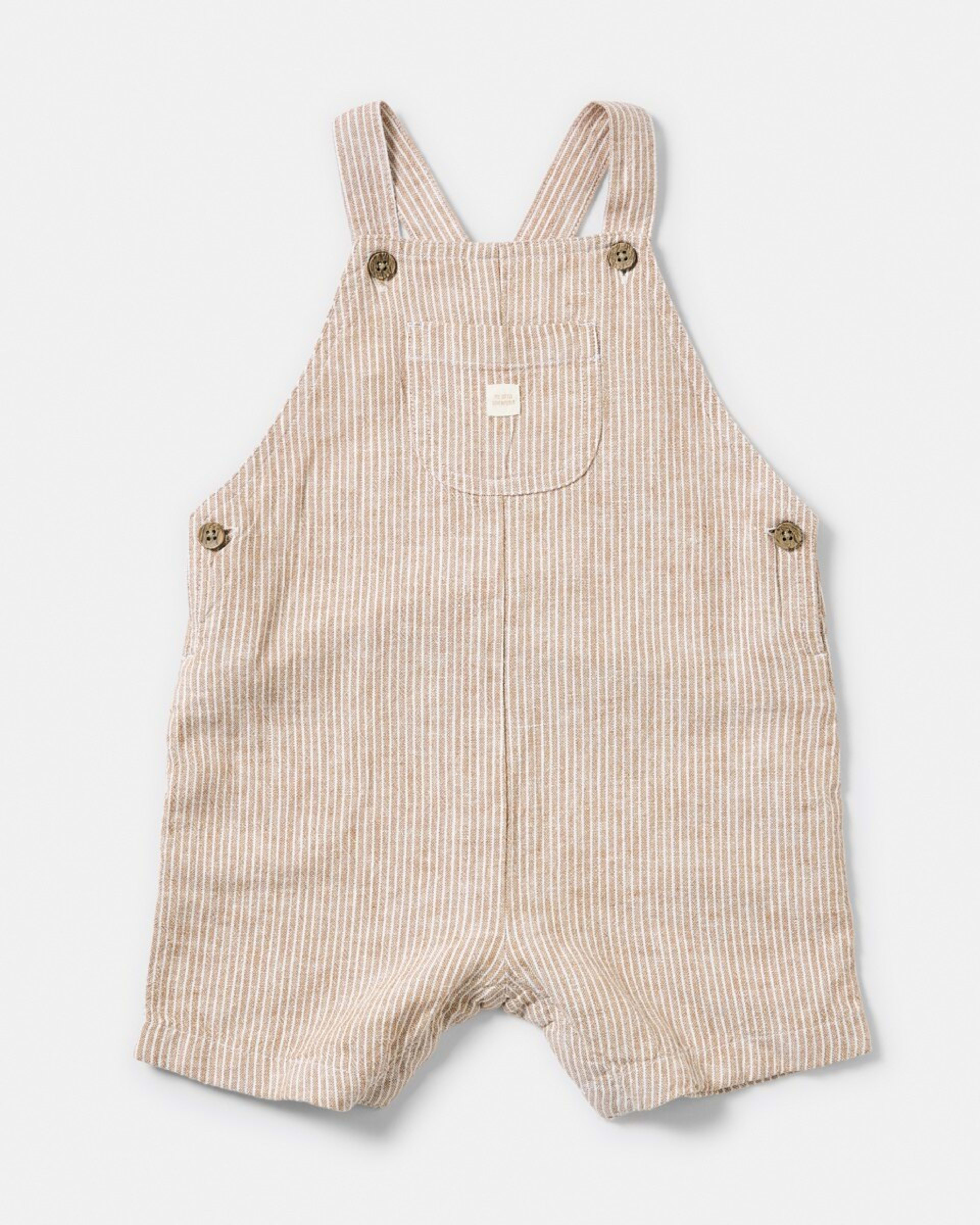 3 Short Sleeve Dungaree Set BROWN STRIPE, 3 of 6