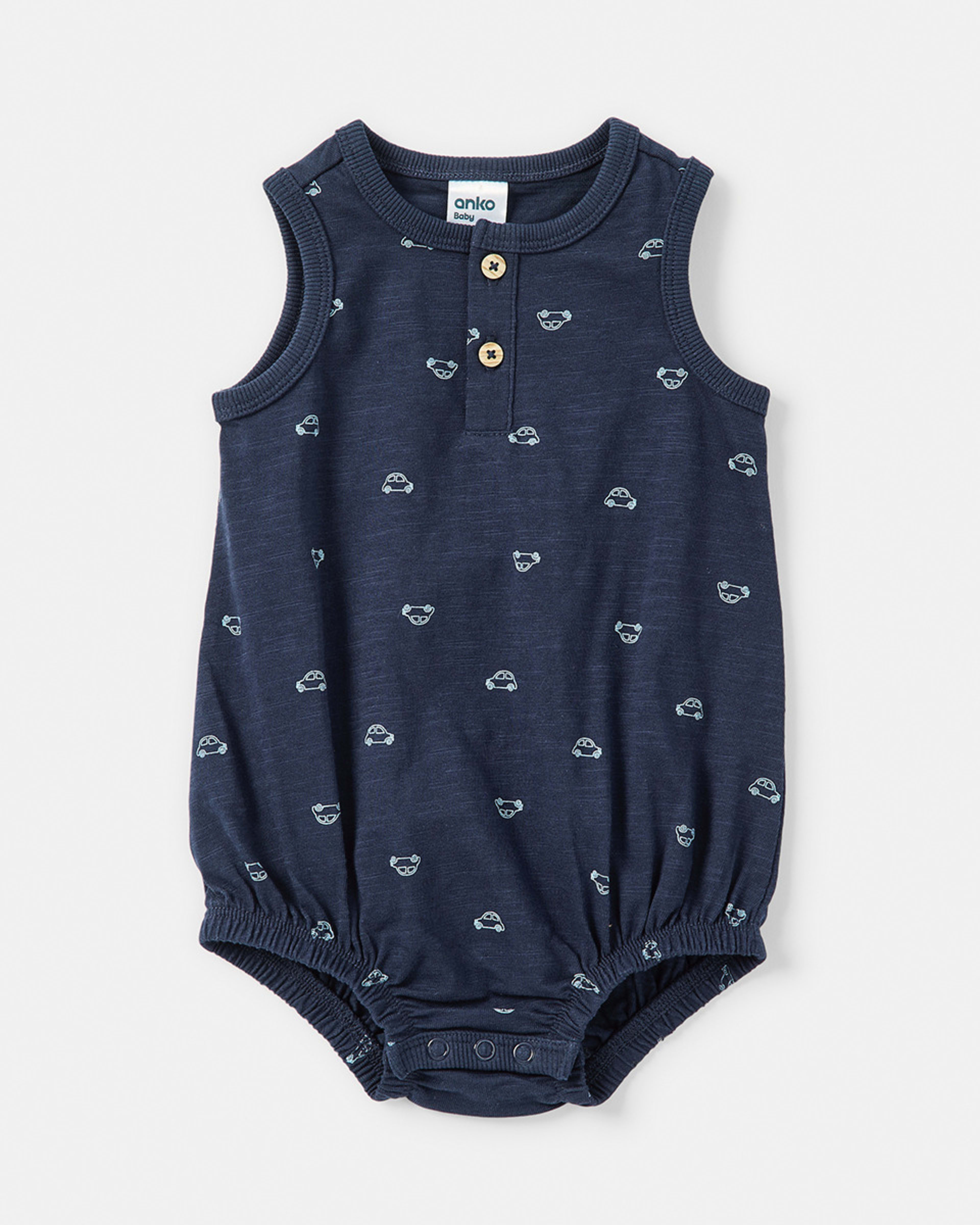 1 Henley Neck Bodysuit Ditsy Car