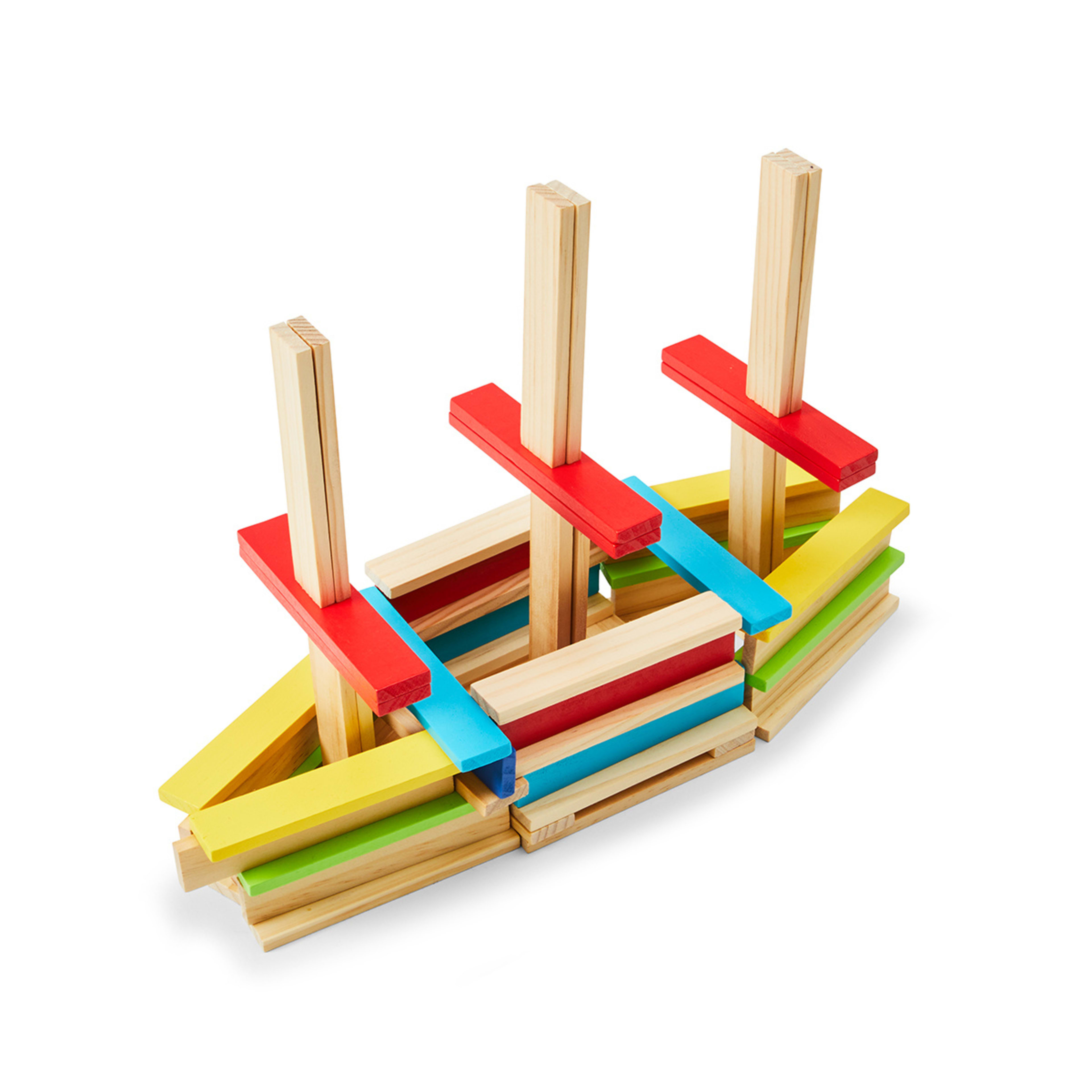 100 Piece Wooden Stack Blocks Playset Kmart