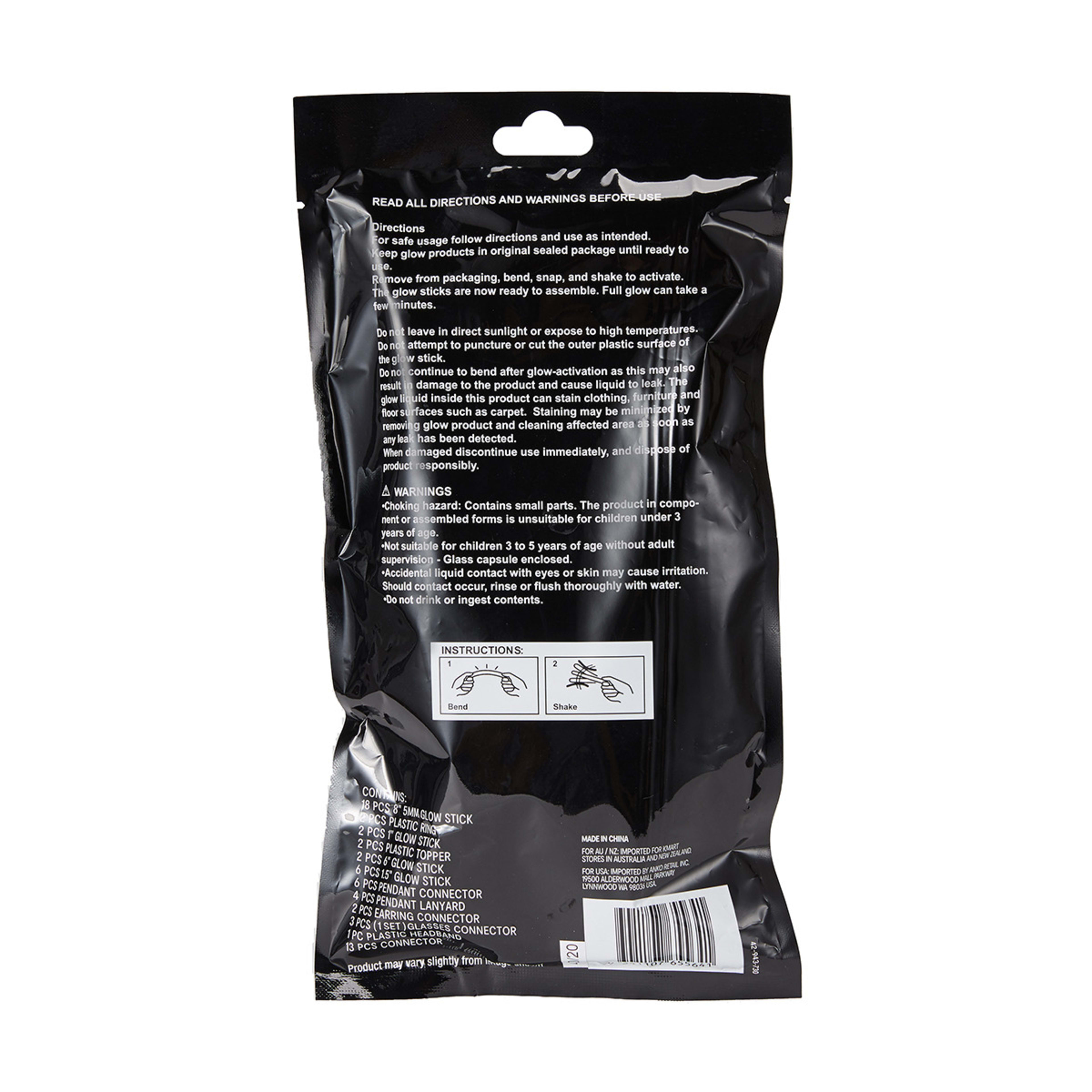 60 Piece Glow Party Pack Kmart