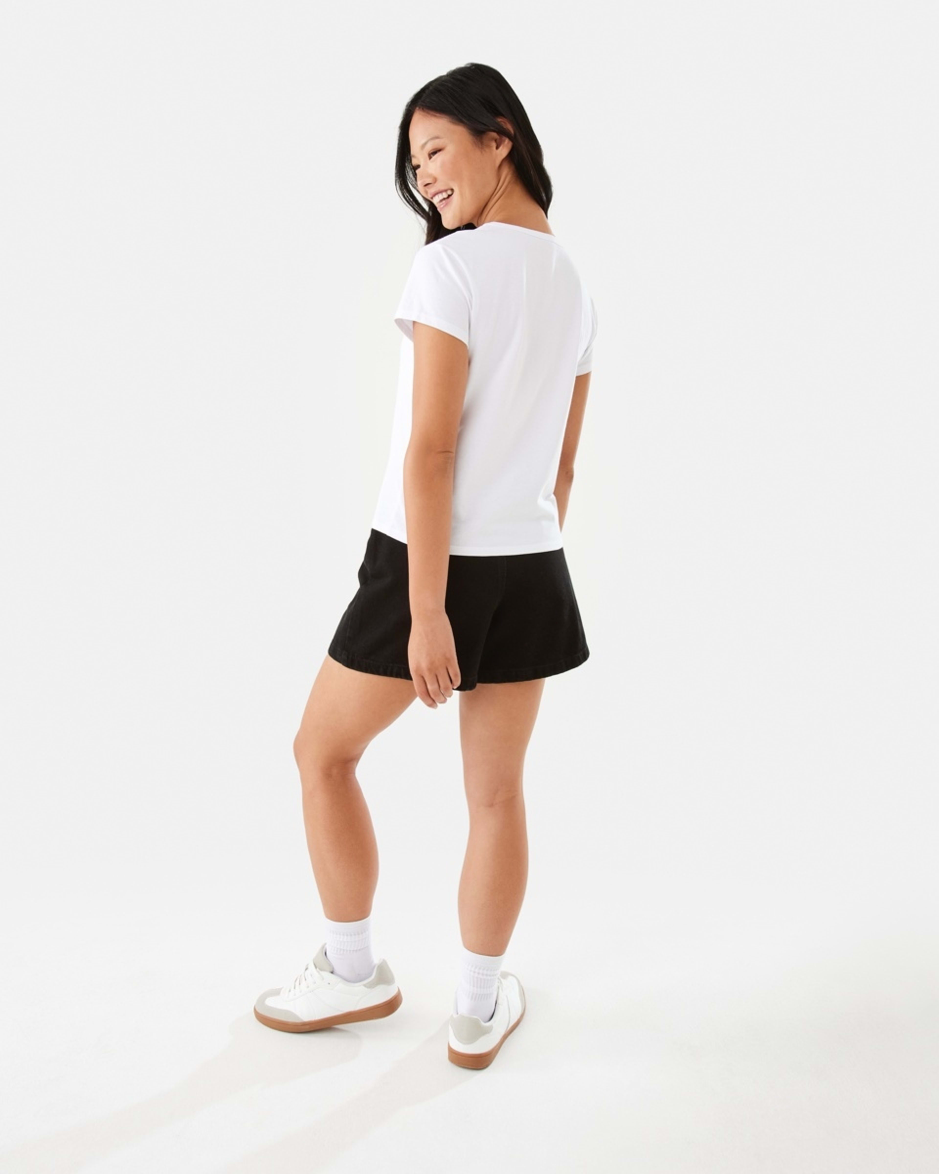 6 No Waist Denim Skort Black Wash, 6 of 8