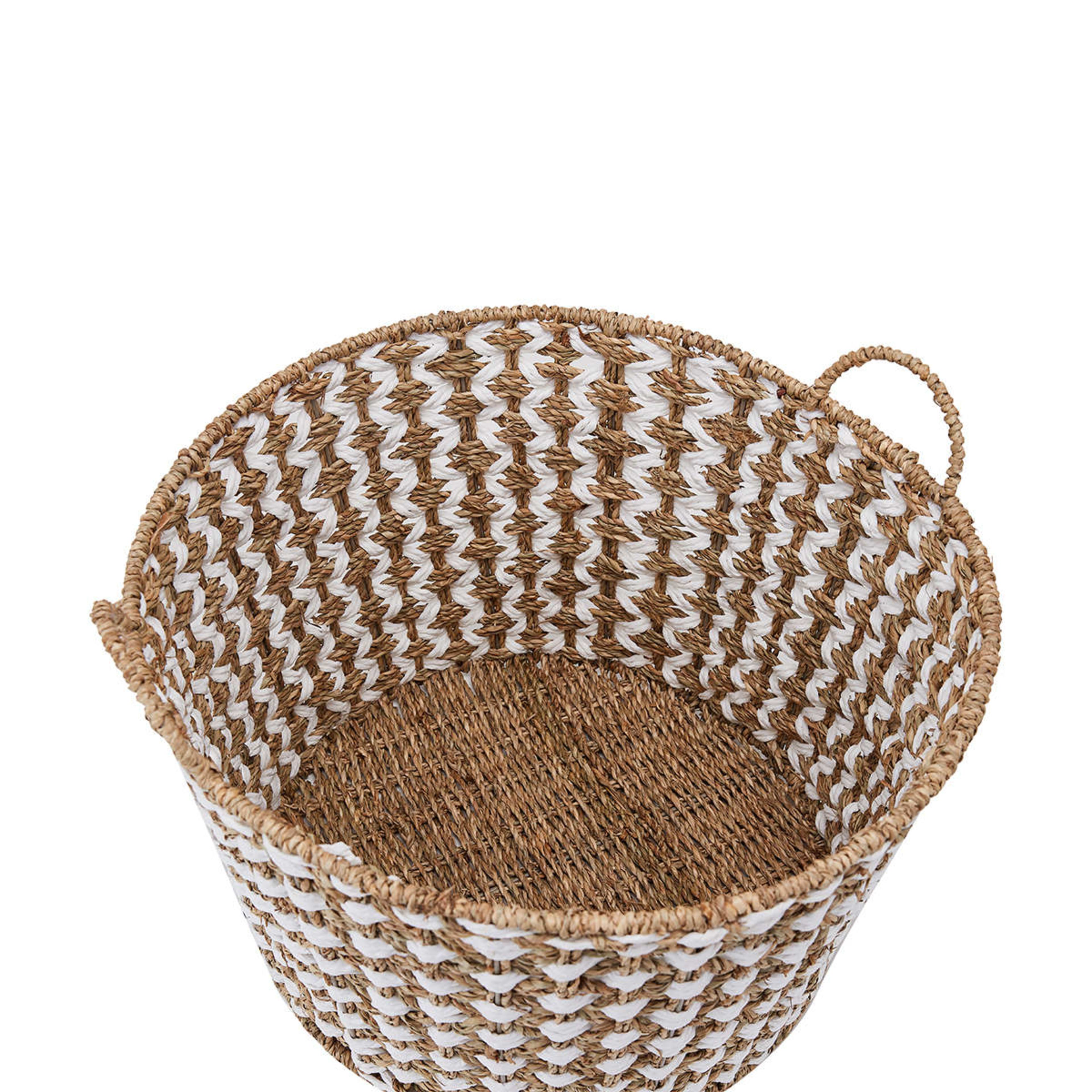 Round Seagrass Basket Natural and White Kmart