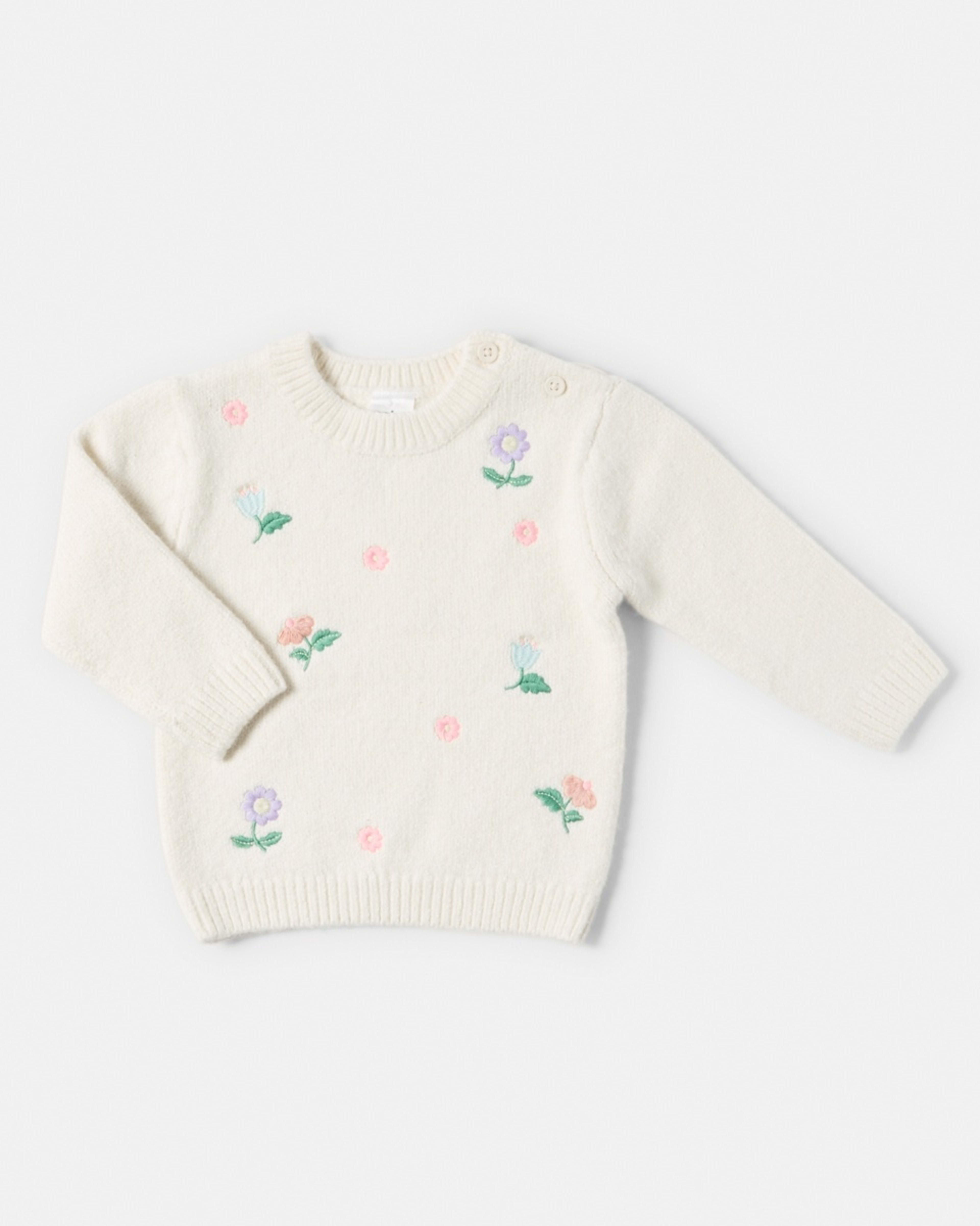 1 Applique Knit Top White Florals, 1 of 3
