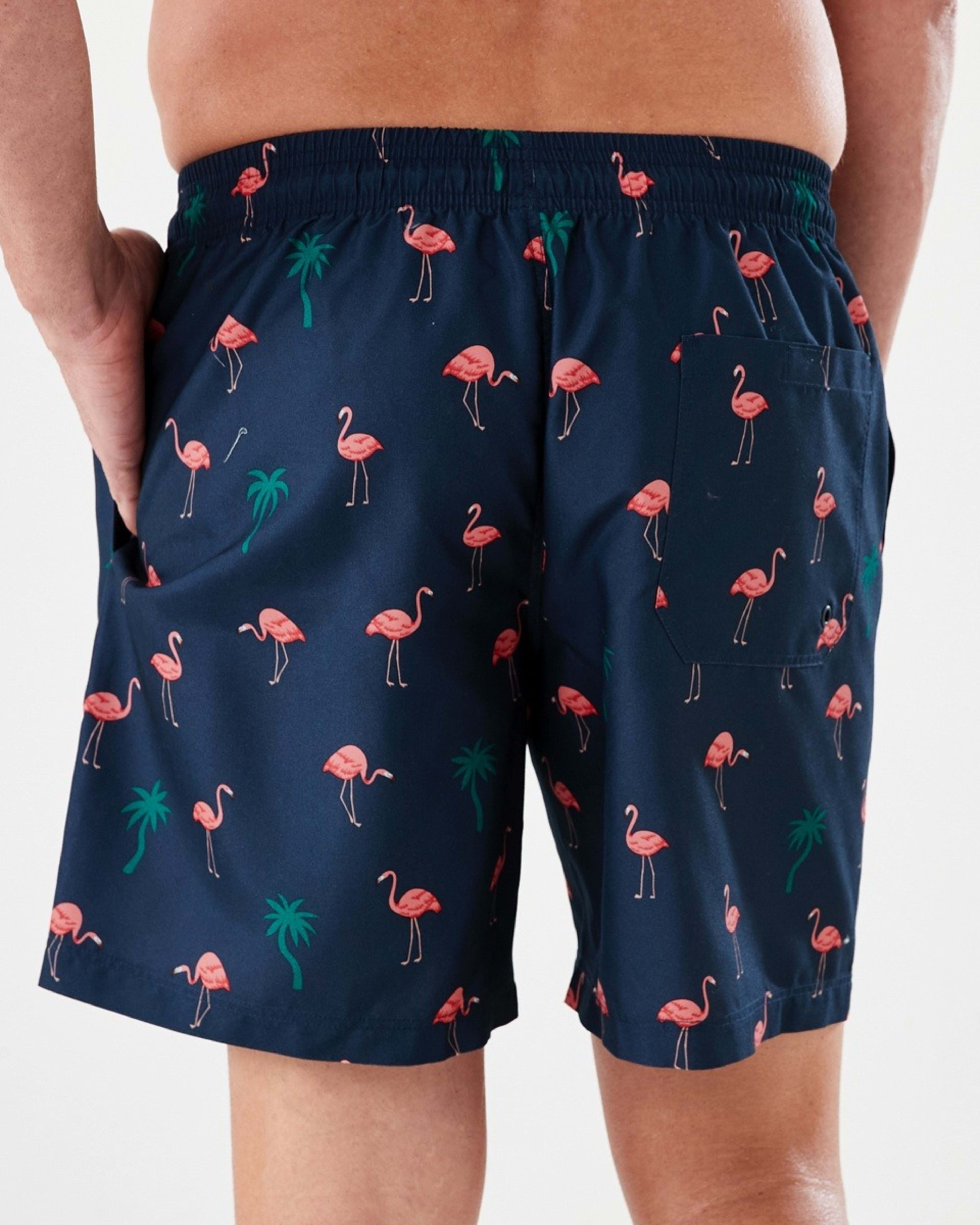3 Regular Print Boardshorts FLAMINGO AND PALM SPELL NAVY, 3 of 6