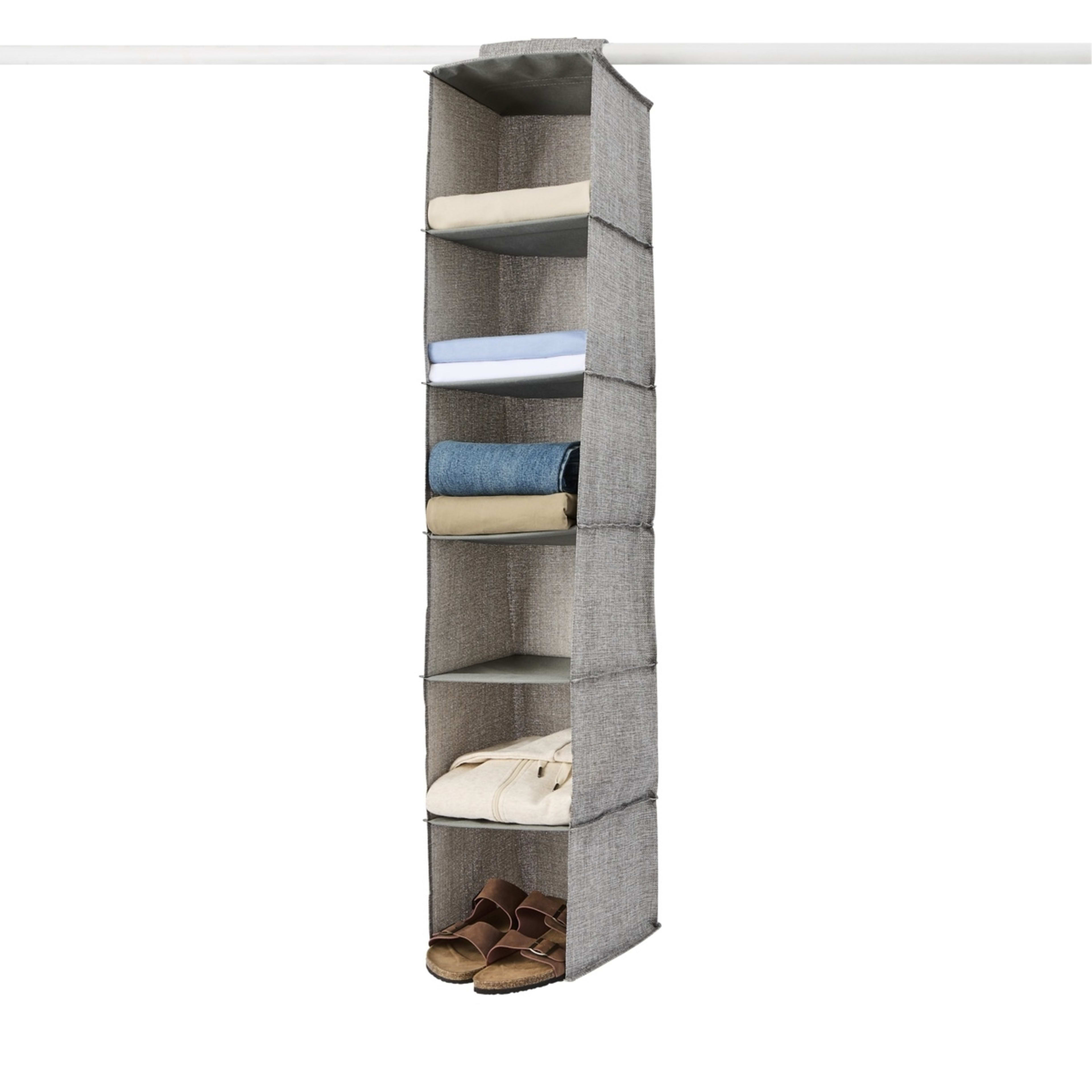 2 6 Shelf Linen Look Hanging Organiser - Charcoal, 2 of 8