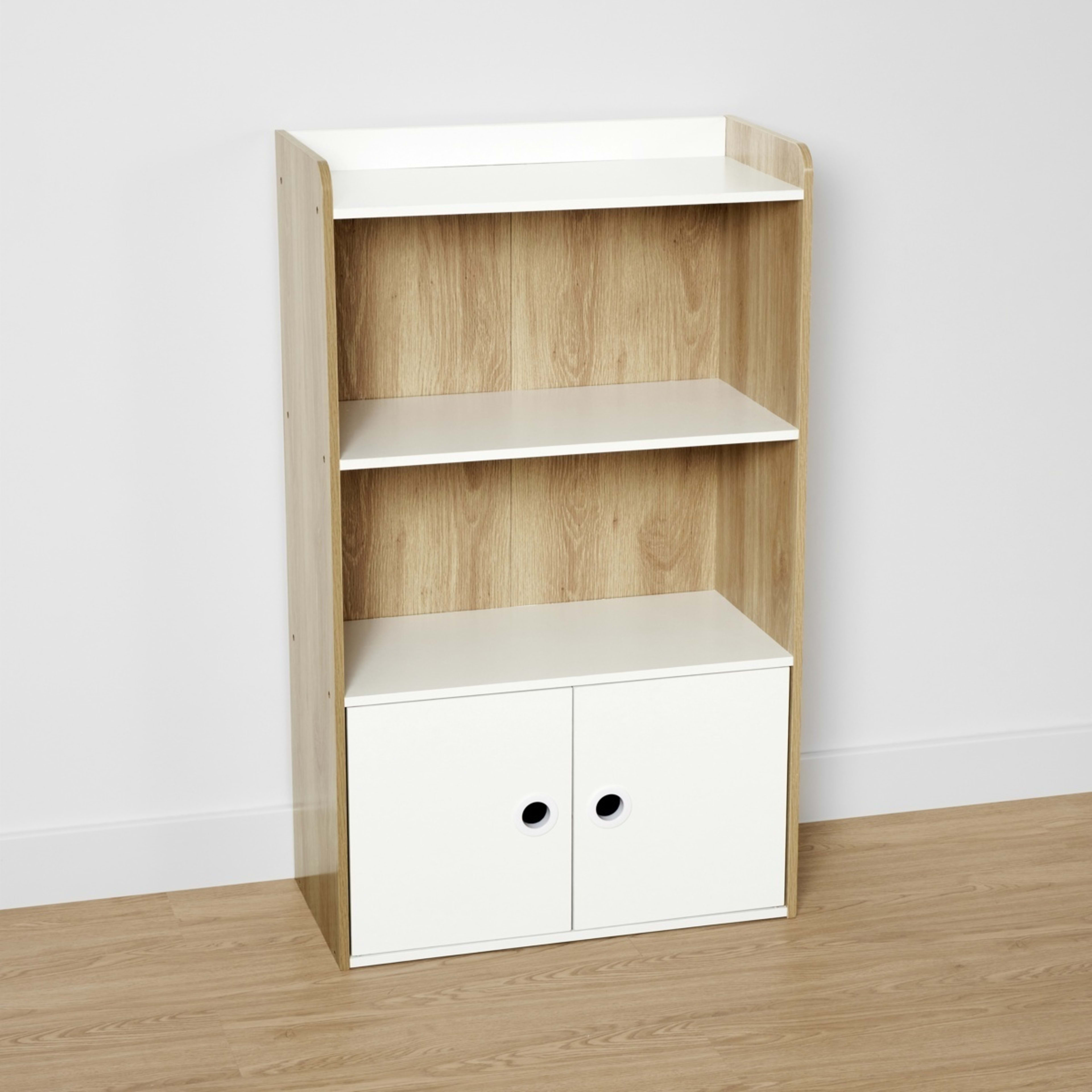 4 Oak Look and White Shelf with Cupboard, 4 of 10
