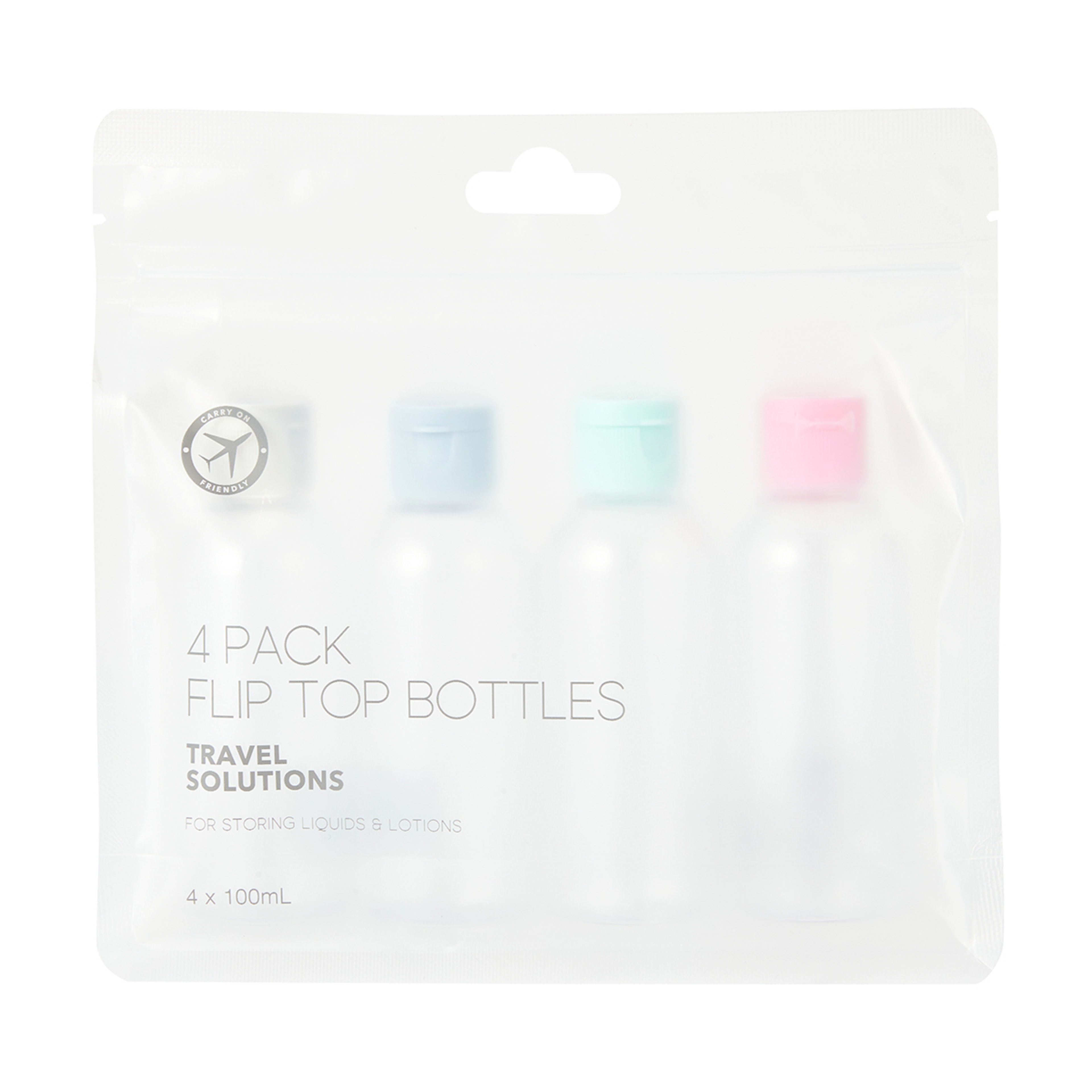 4 Pack Travel Solutions Flip Top Bottles Kmart NZ