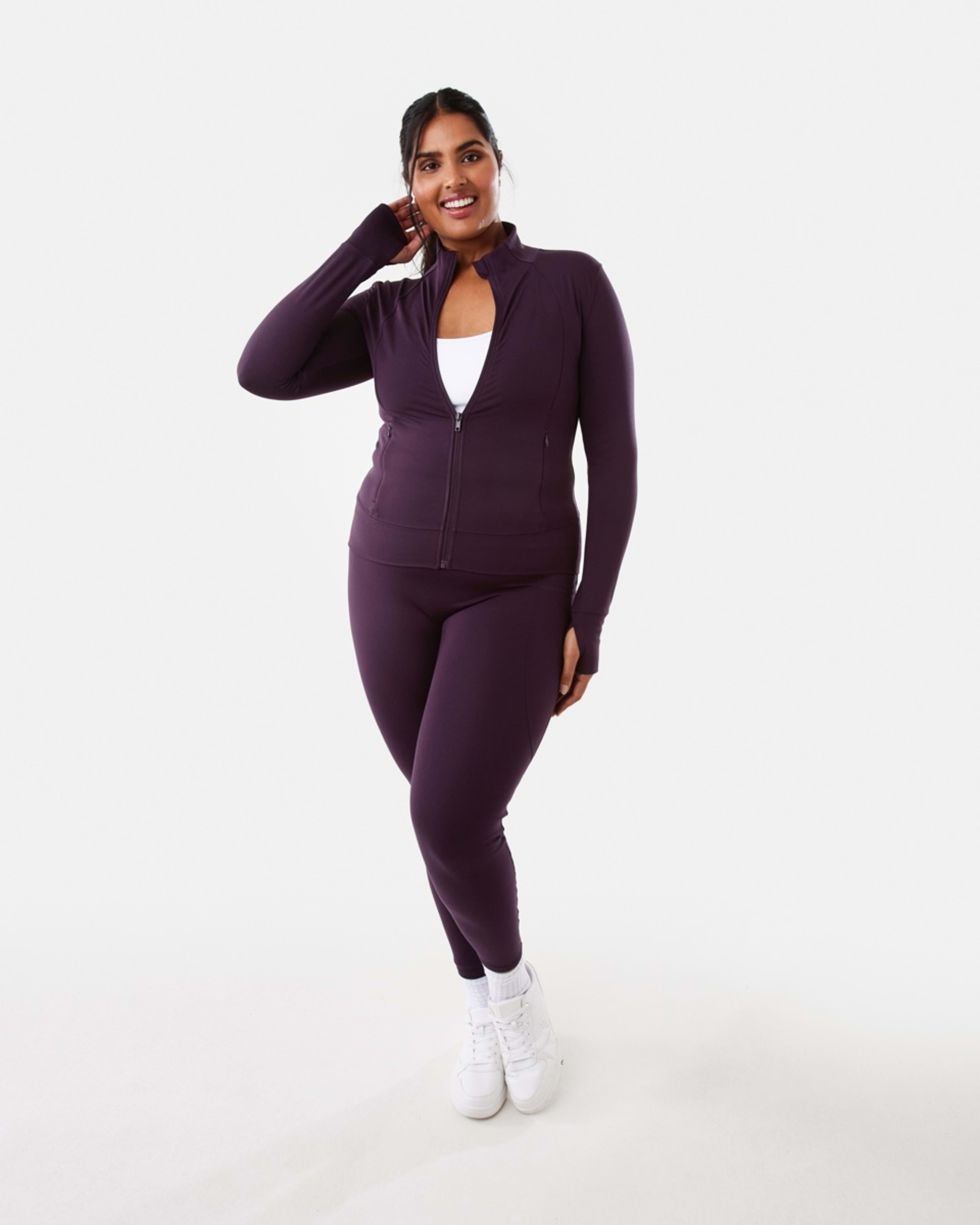 4 Active Womens Long Sleeve Ultrasoft Jacket Pur Rasin, 4 of 10