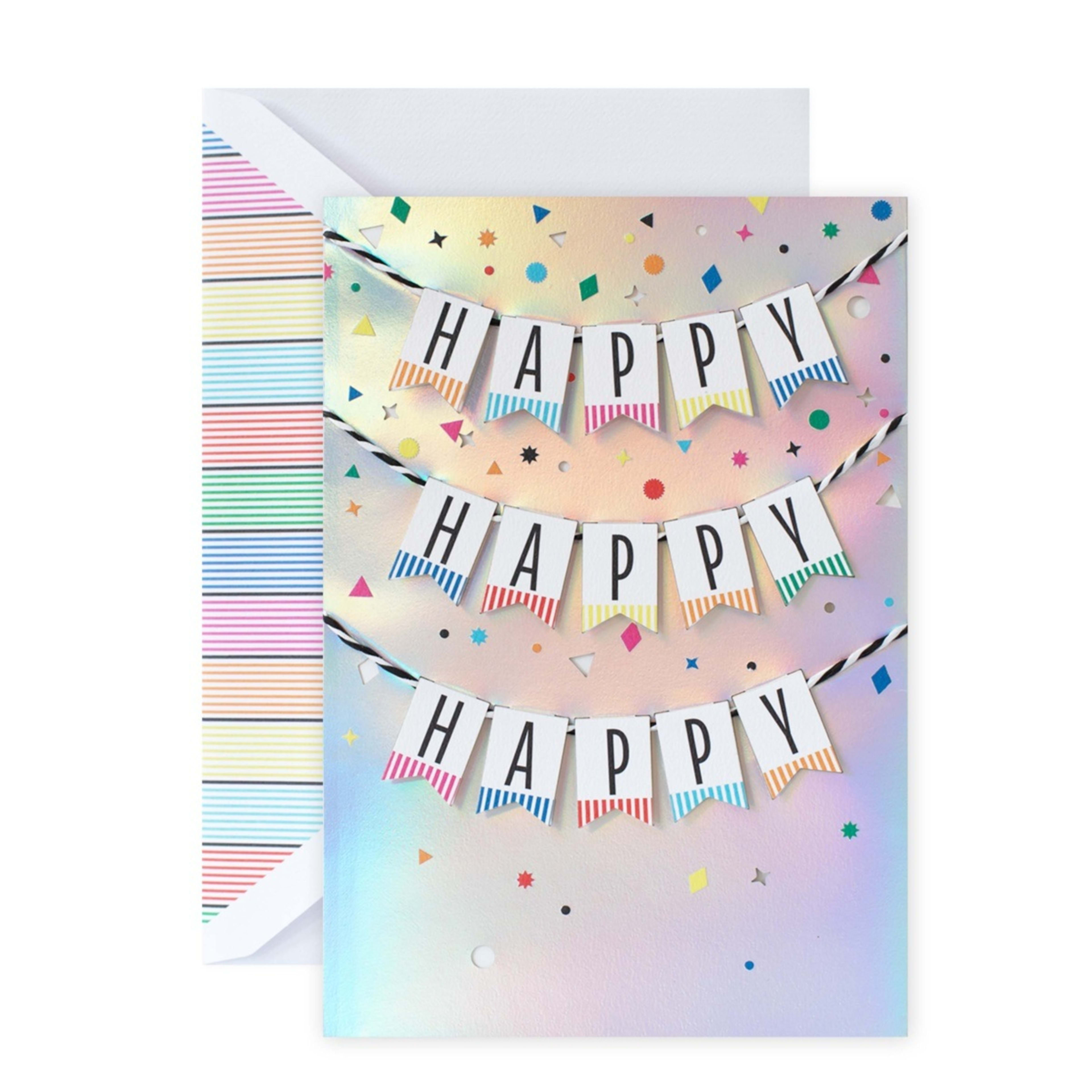 1 Hallmark Signature Birthday Card - Happy Happy Happy