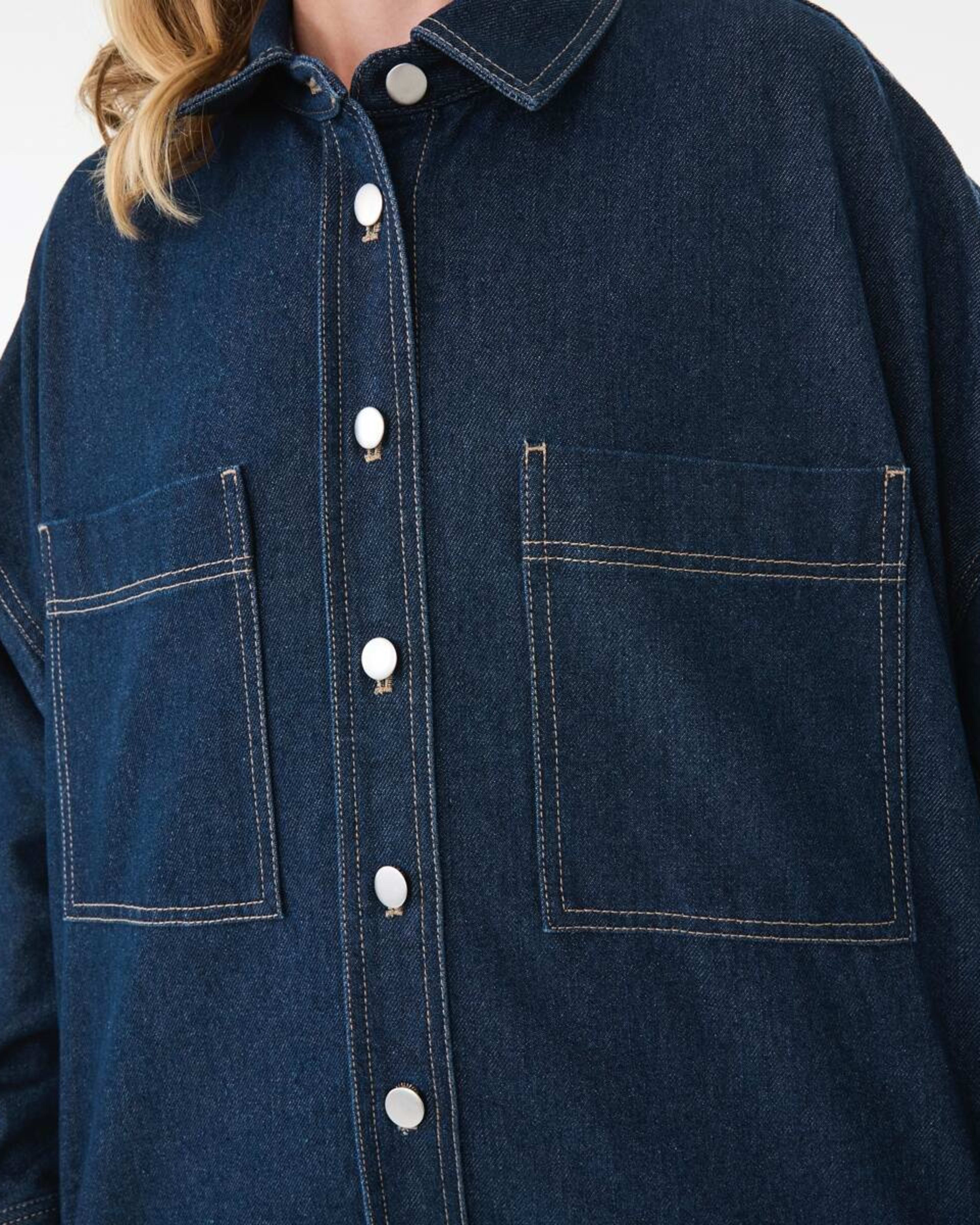 7 Long Sleeve Denim Shirt Dark Wash, 7 of 8