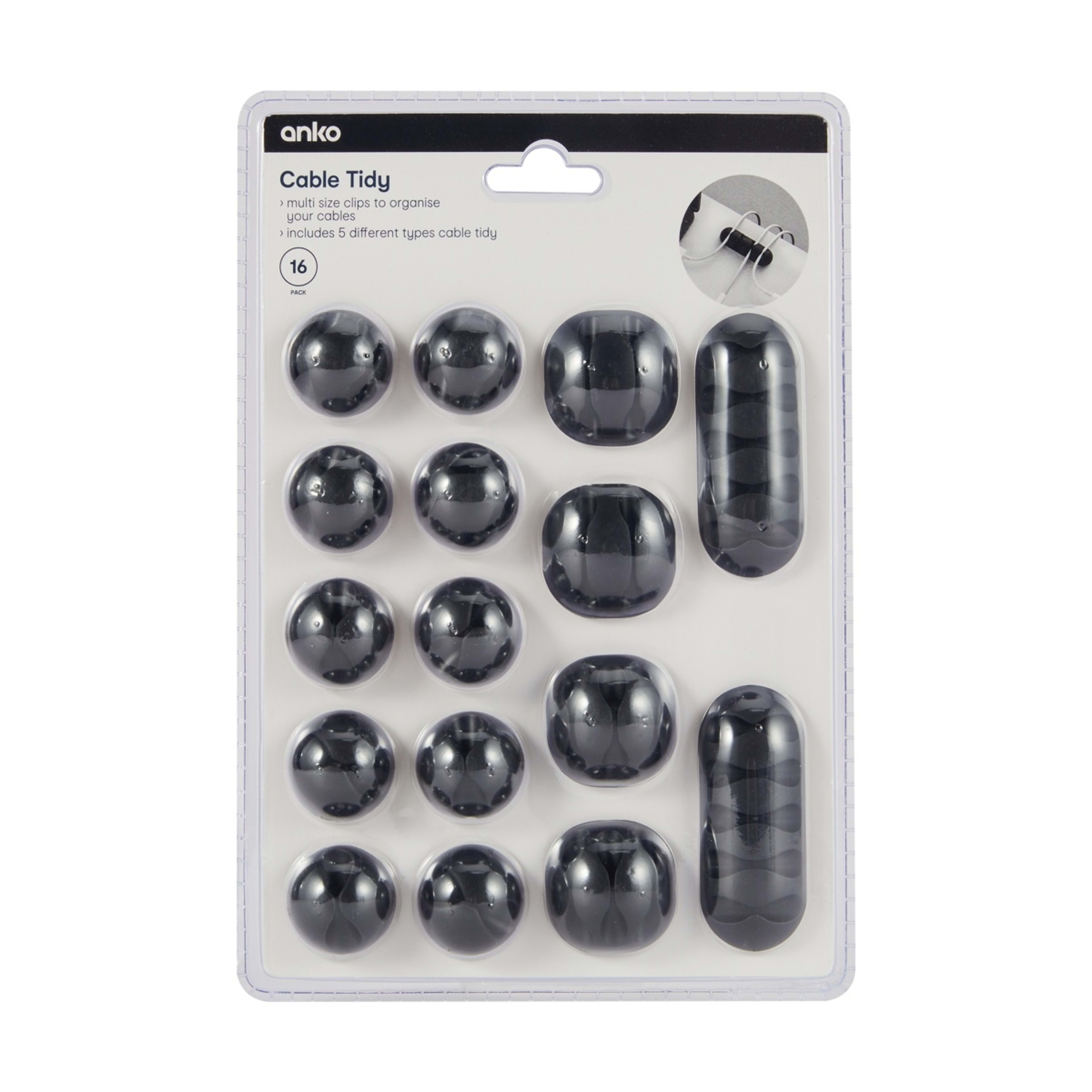 5 16 Pack Cable Tidy - Black, 5 of 8
