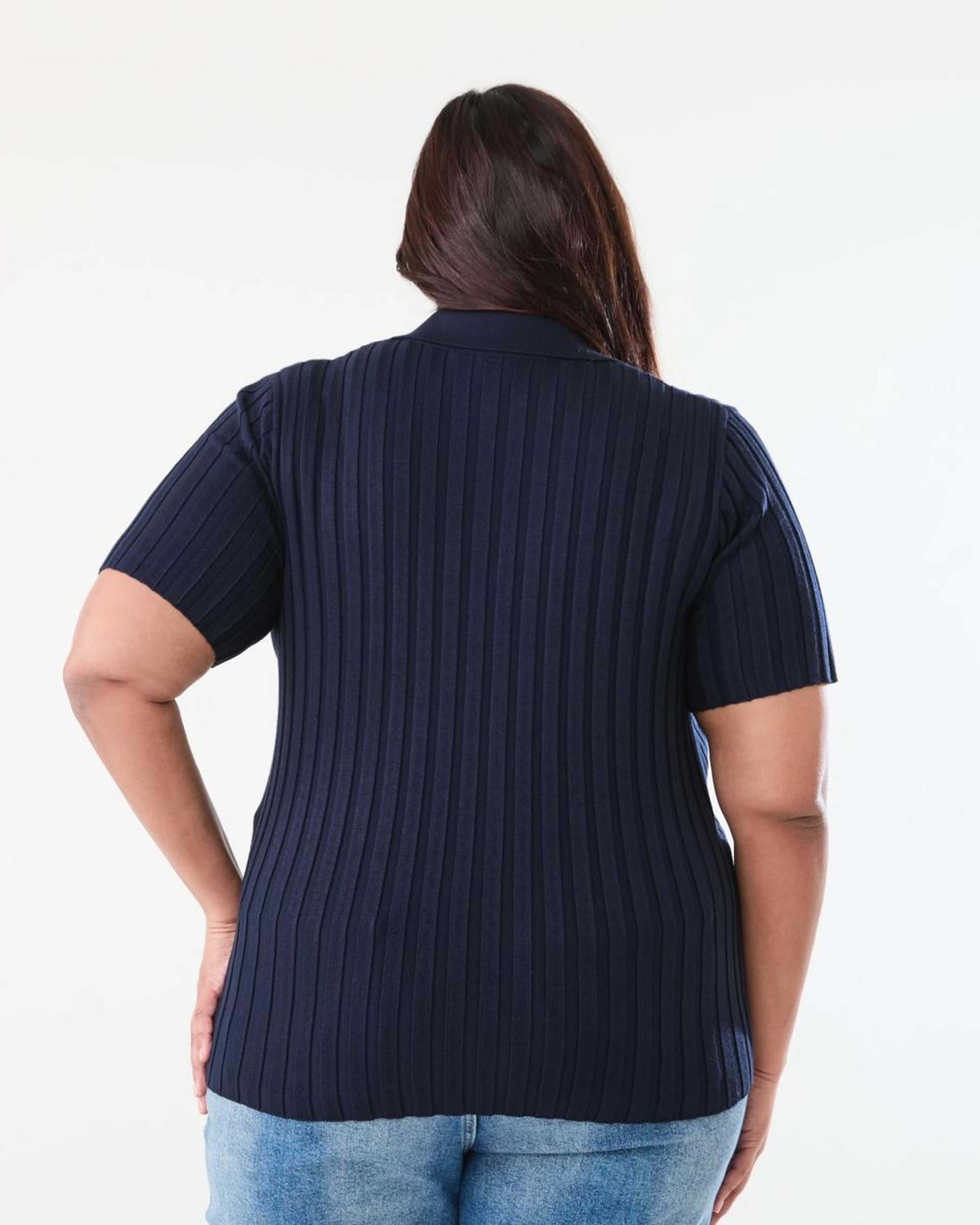 3 Curve Short Sleeve Polo Top NAVY BLAZER, 3 of 5