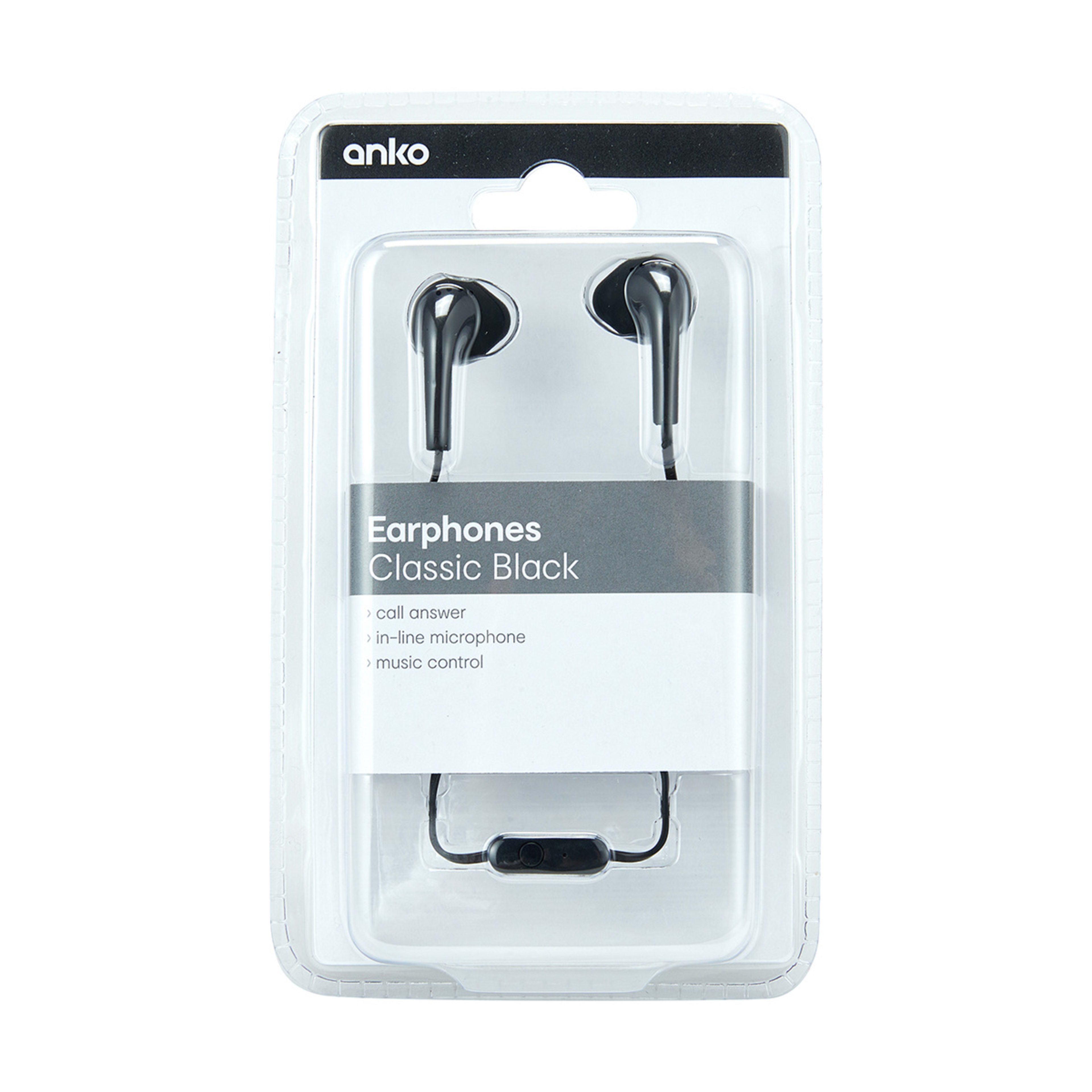 Earphones Classic Black Kmart
