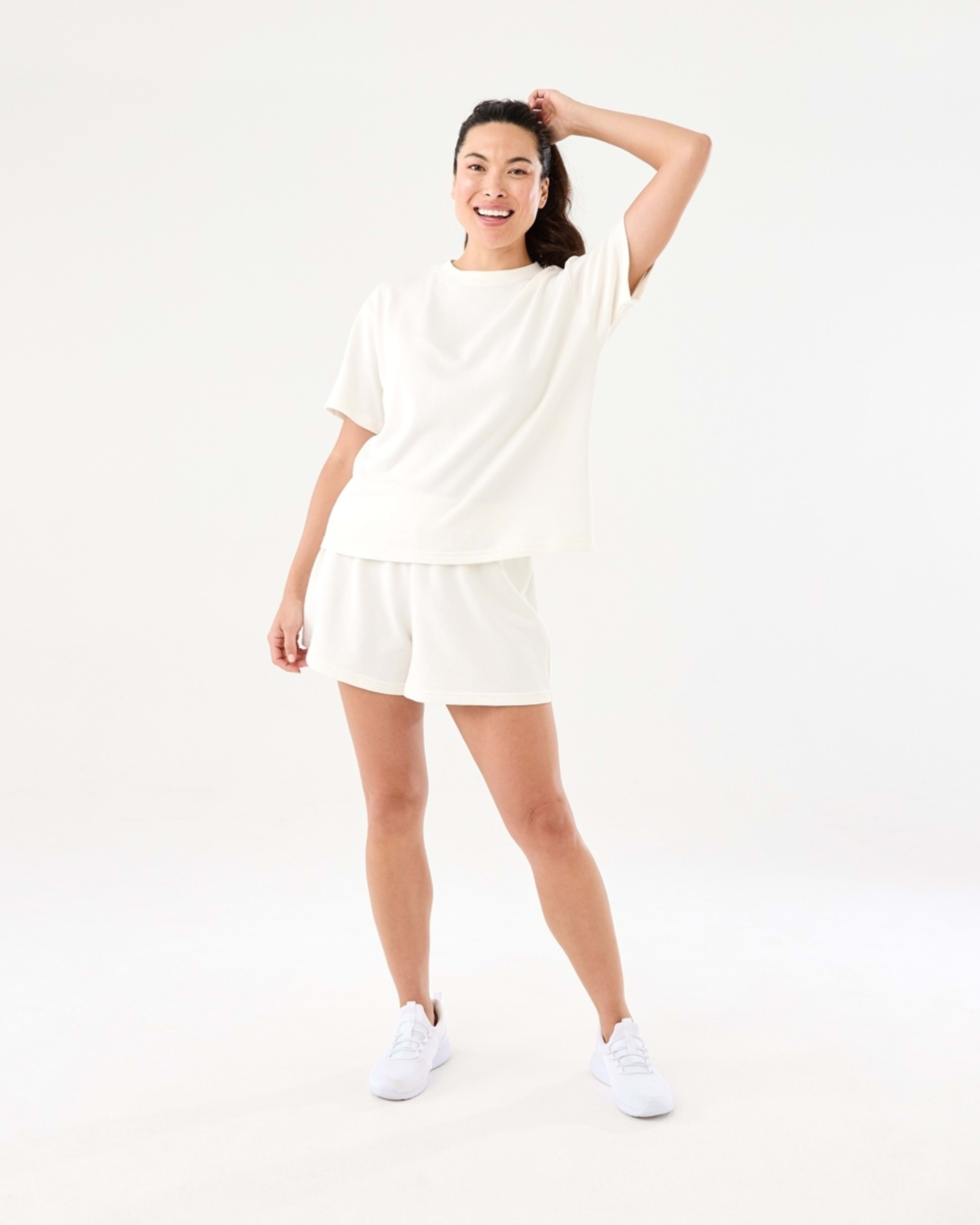 6 Active Womens Terry T-shirt EGRET WHITE, 6 of 6