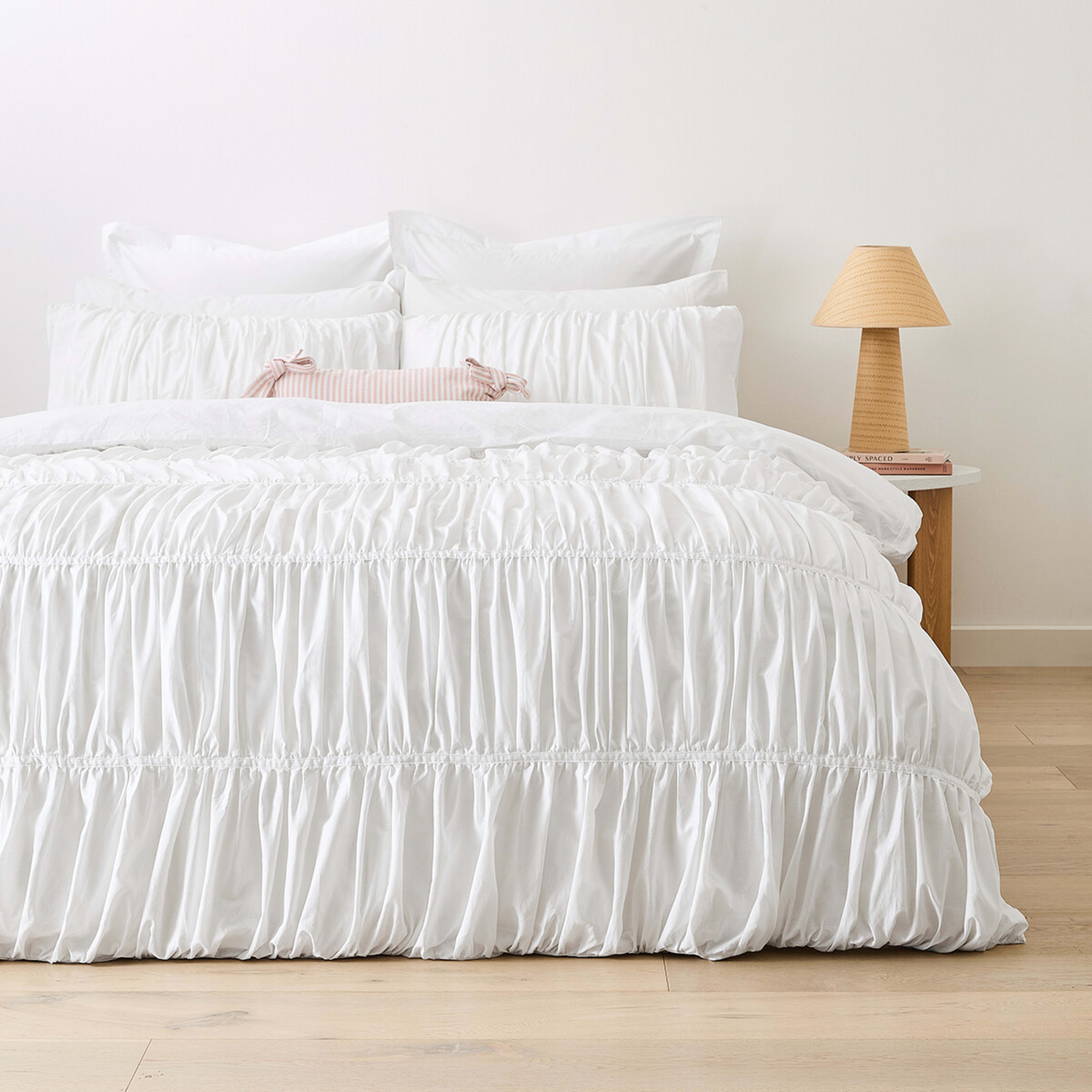 1 Arlo Cotton Quilt Cover Set - Single Bed, White, 1 of 6