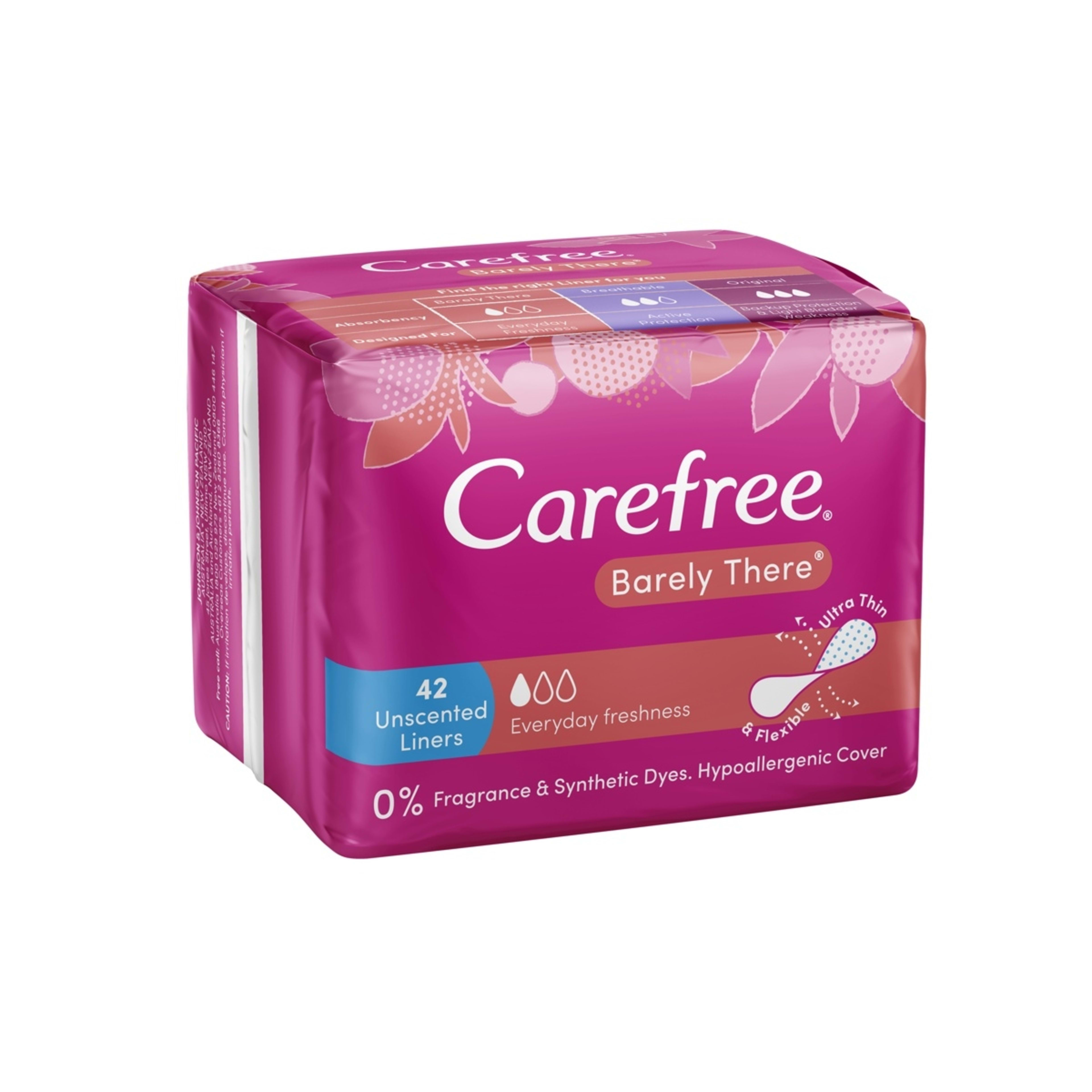 1 Carefree 42 Pack Barely There Unscented Panty Liners, 1 of 6