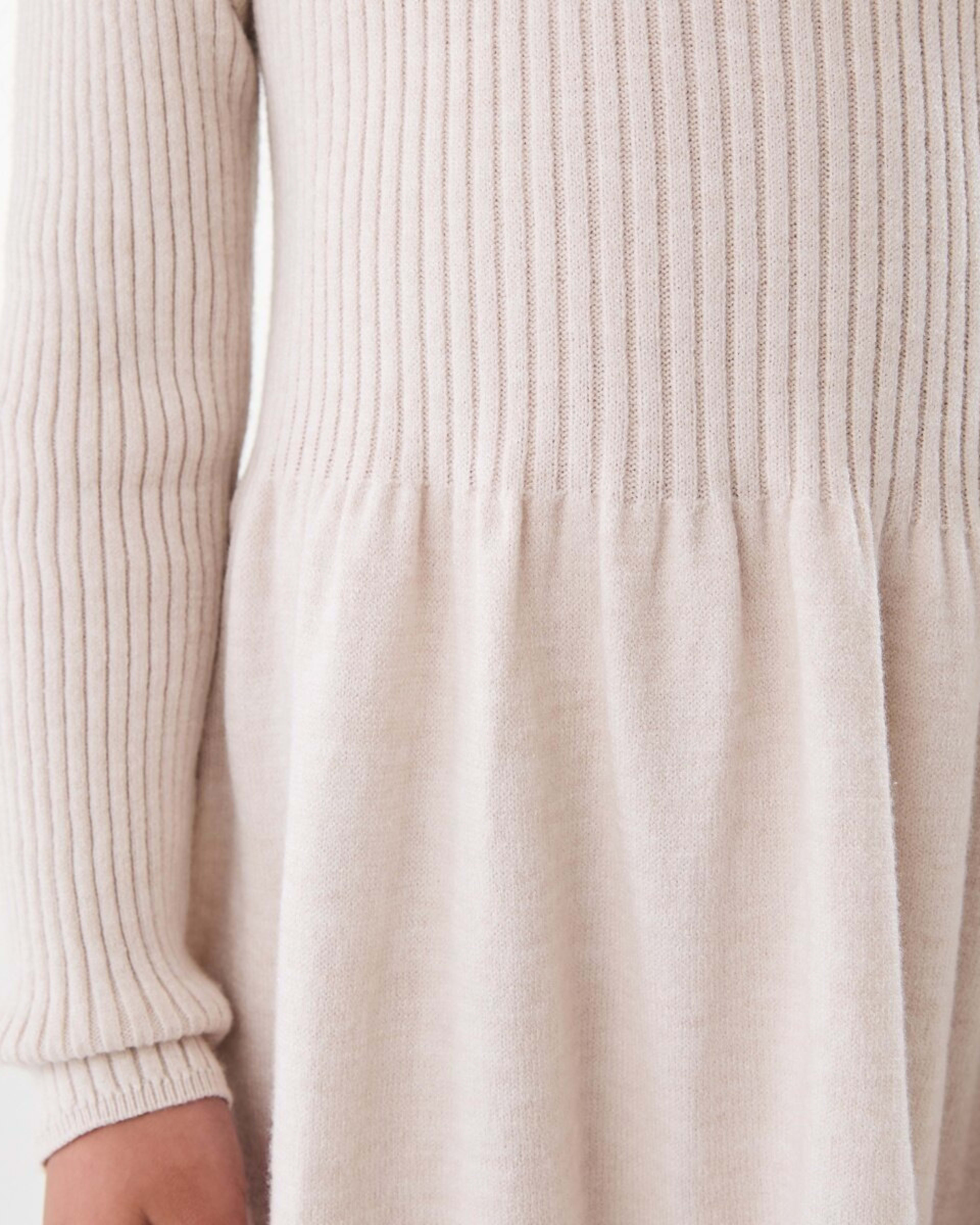 5 Long Sleeve Viscose Knit Dress Crm Marle, 5 of 9