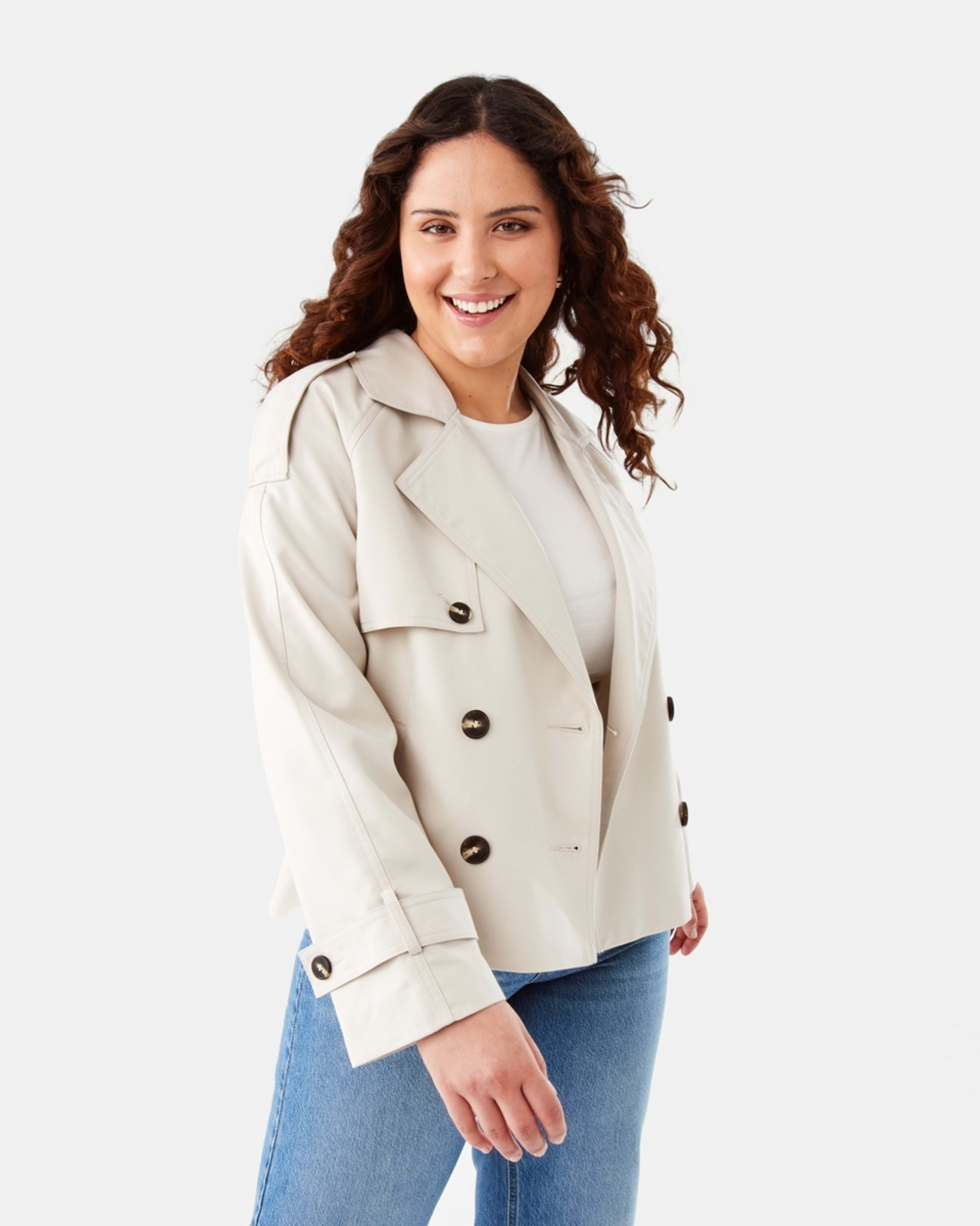 1 Crop Trench Coat Ecru, 1 of 10