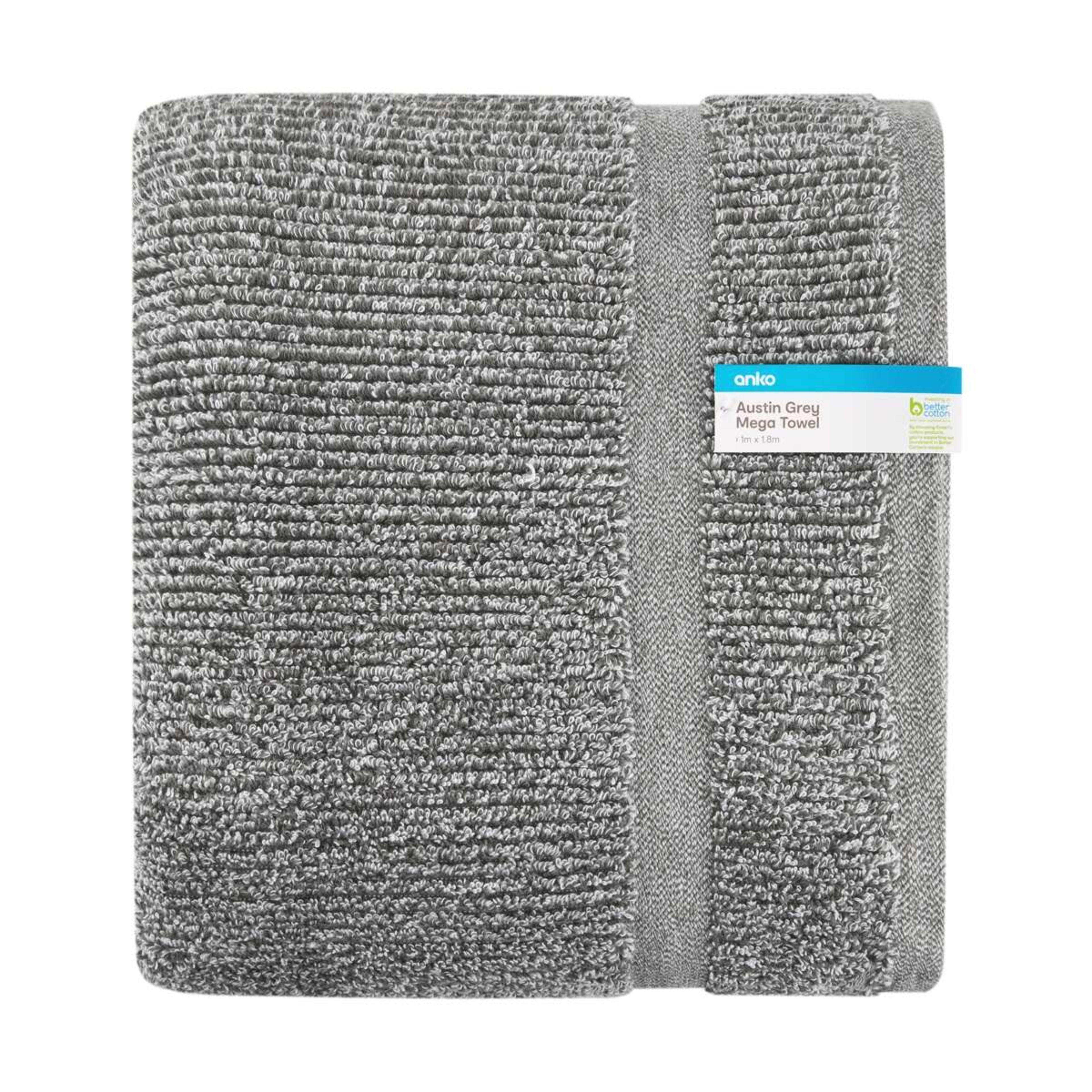 5 Cotton Austin Mega Towel - Grey, 5 of 6