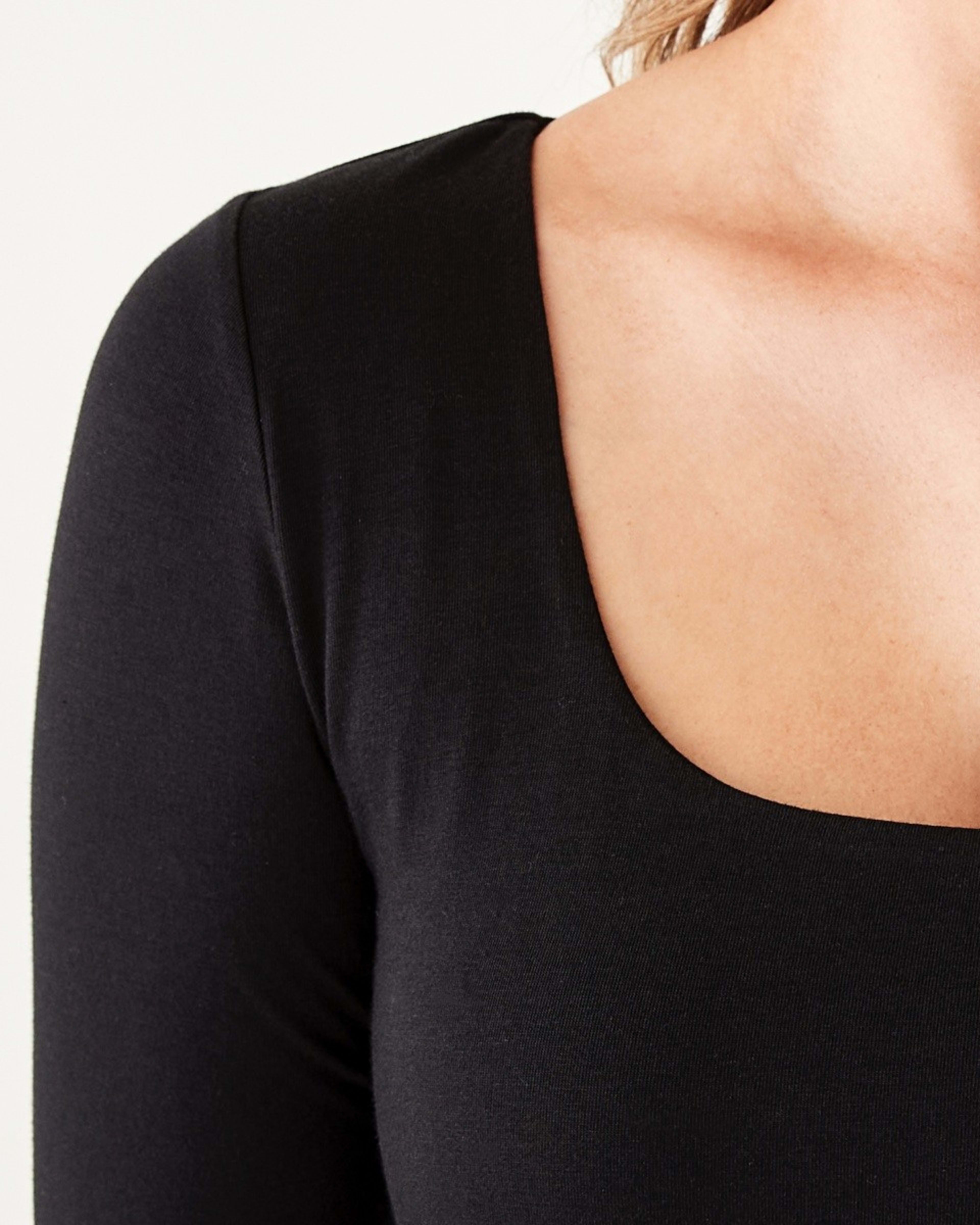 6 Long Sleeve Square Neck Top Black, 6 of 7