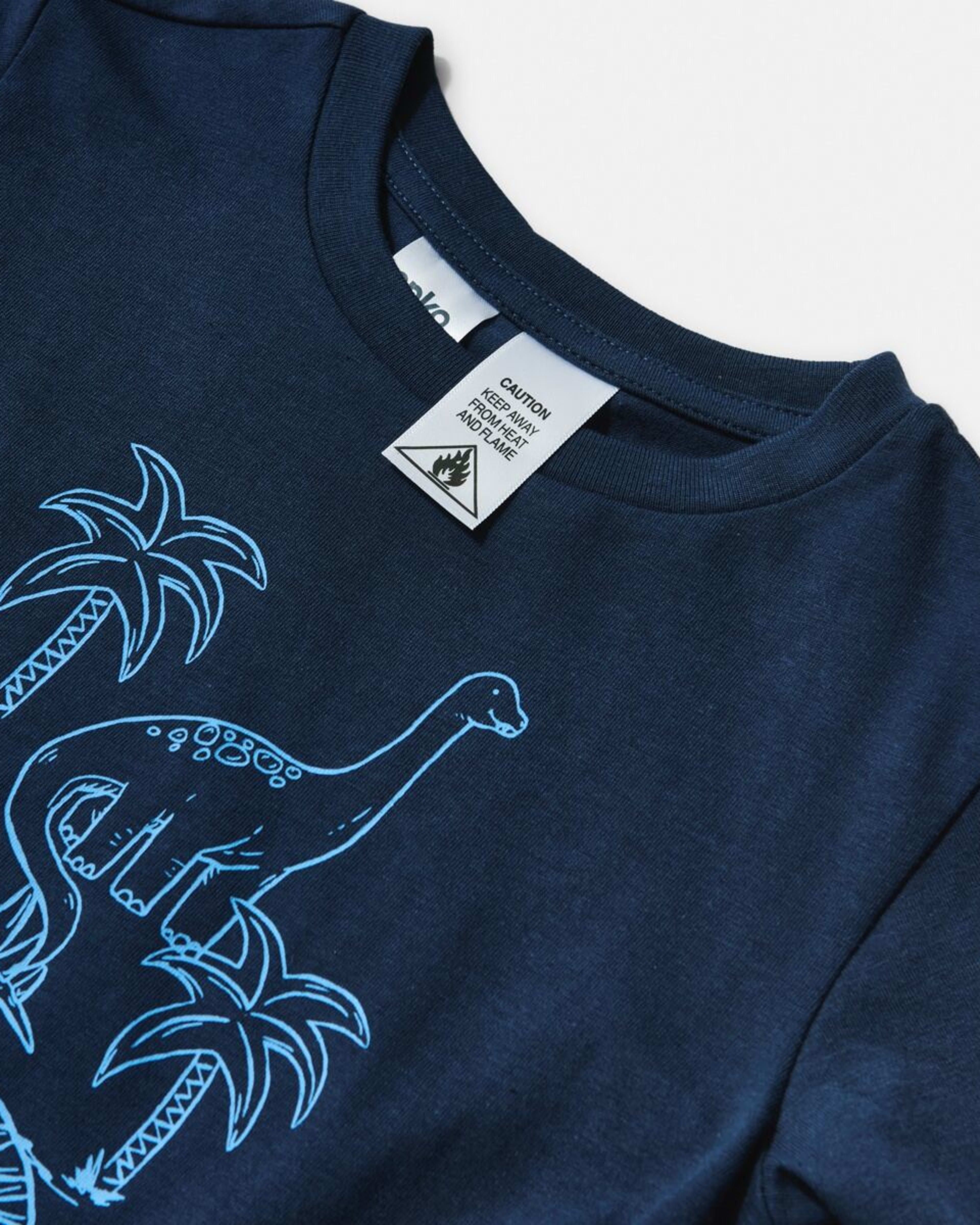 5 Short Sleeve Knit Pyjama Set NAVY DINOS, 5 of 6