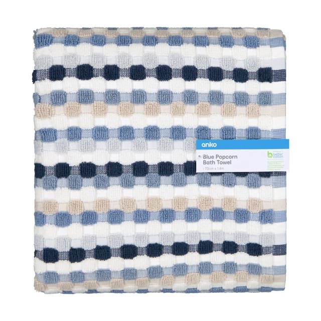 Blue Popcorn Cotton Bath Towel - Kmart