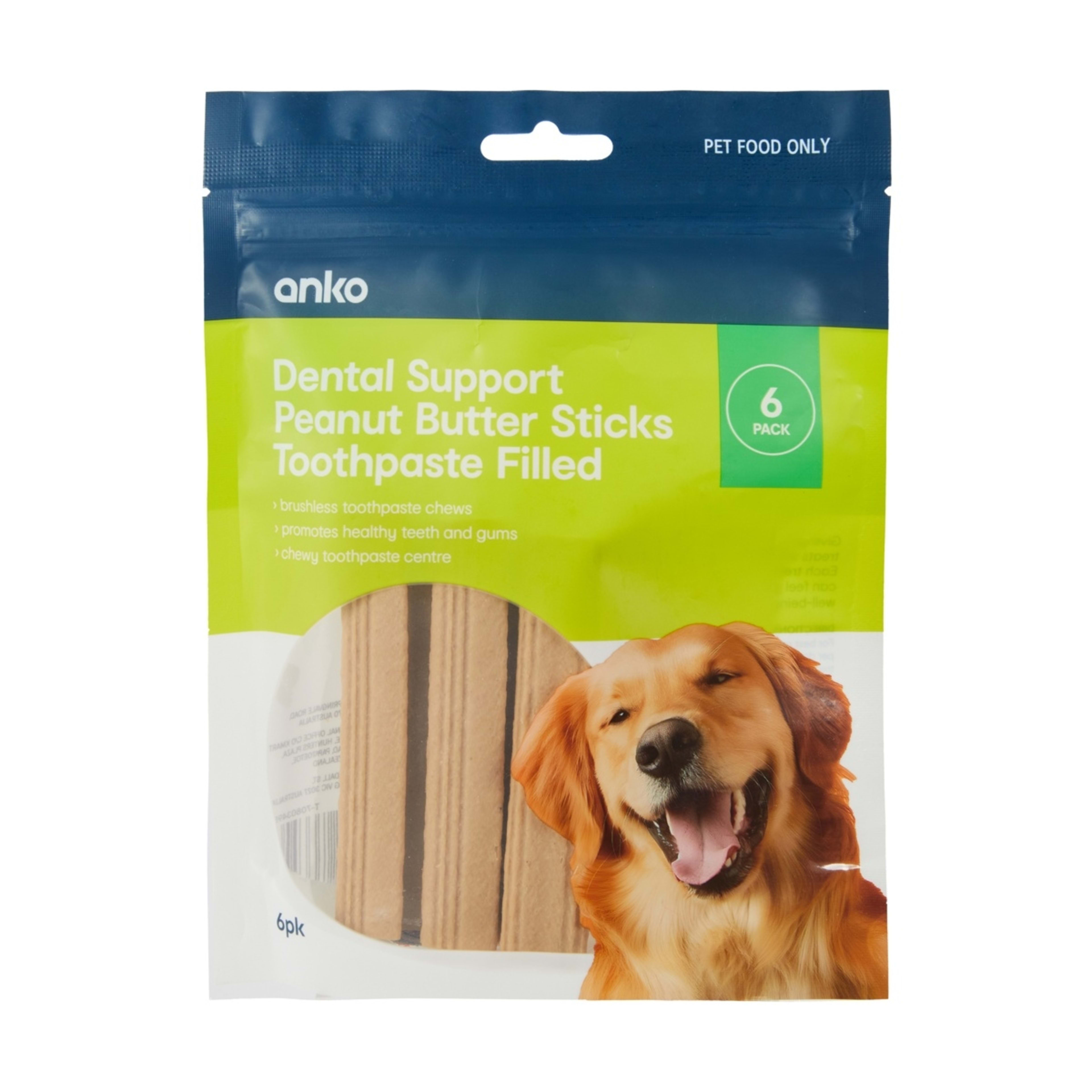 1 6 Pack Pet Treat Toothpaste Dental Sticks Peanut Butter