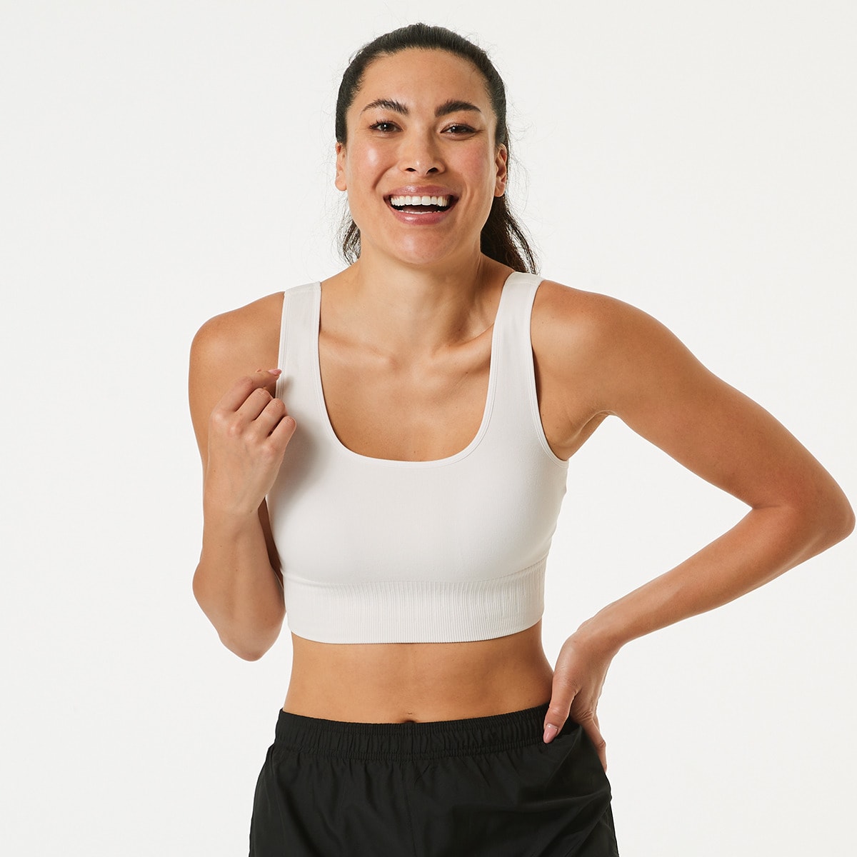 Active Womens Medium Impact Seamfree Square Neck Crop Top Kmart