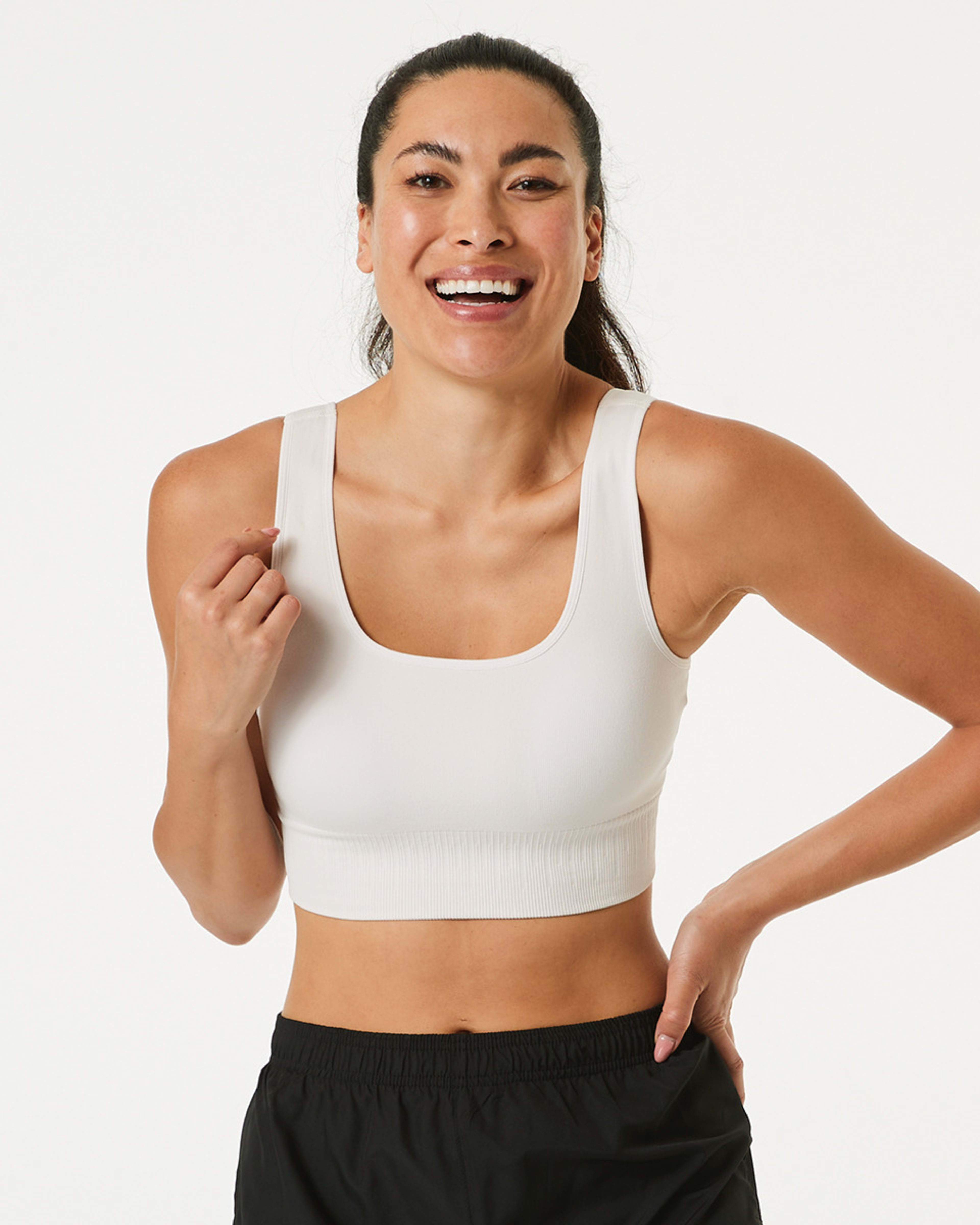 Active Womens Medium Impact Seamfree Square Neck Crop Top Kmart