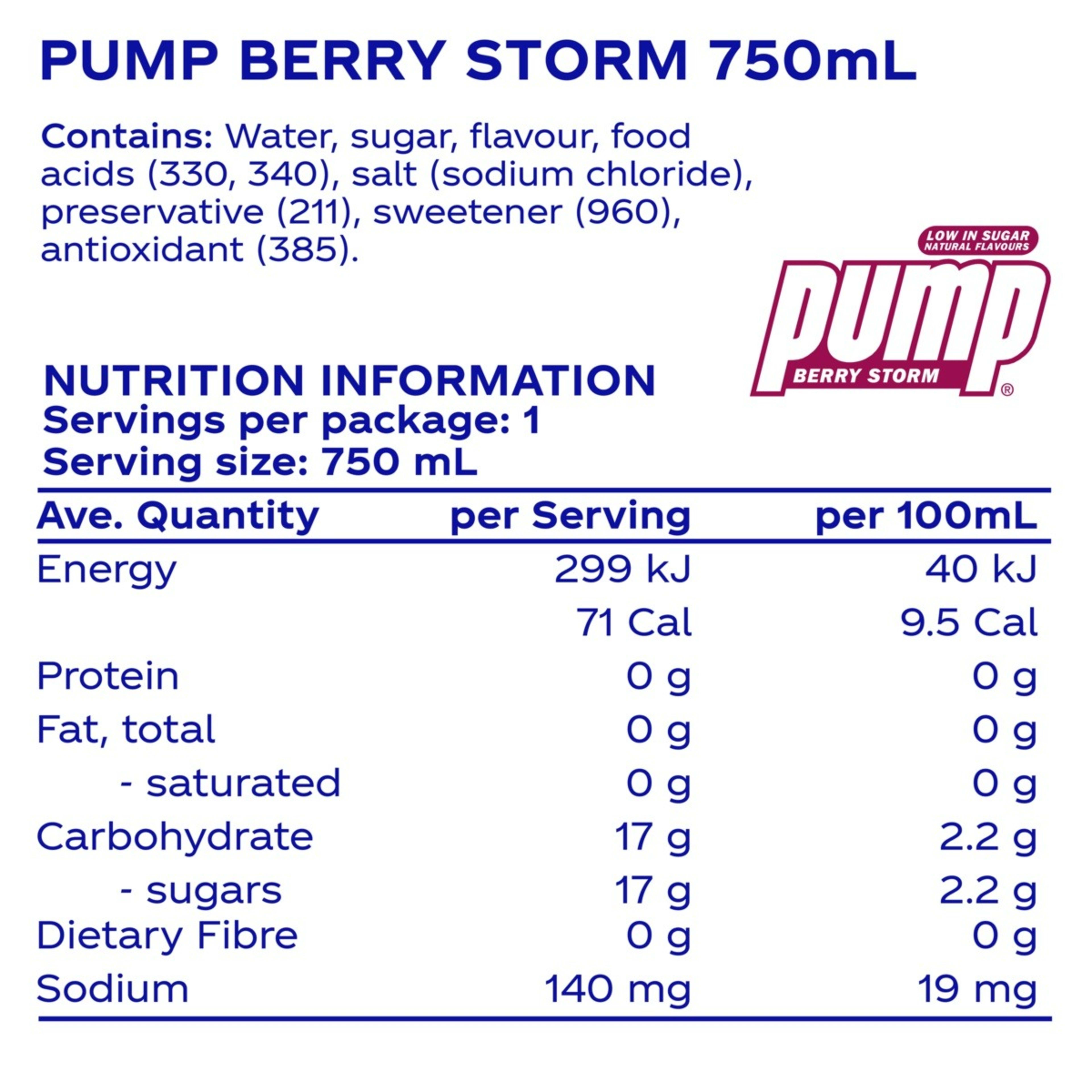 2 Pump Water Bottle 750ml - Berry Storm, 2 of 3