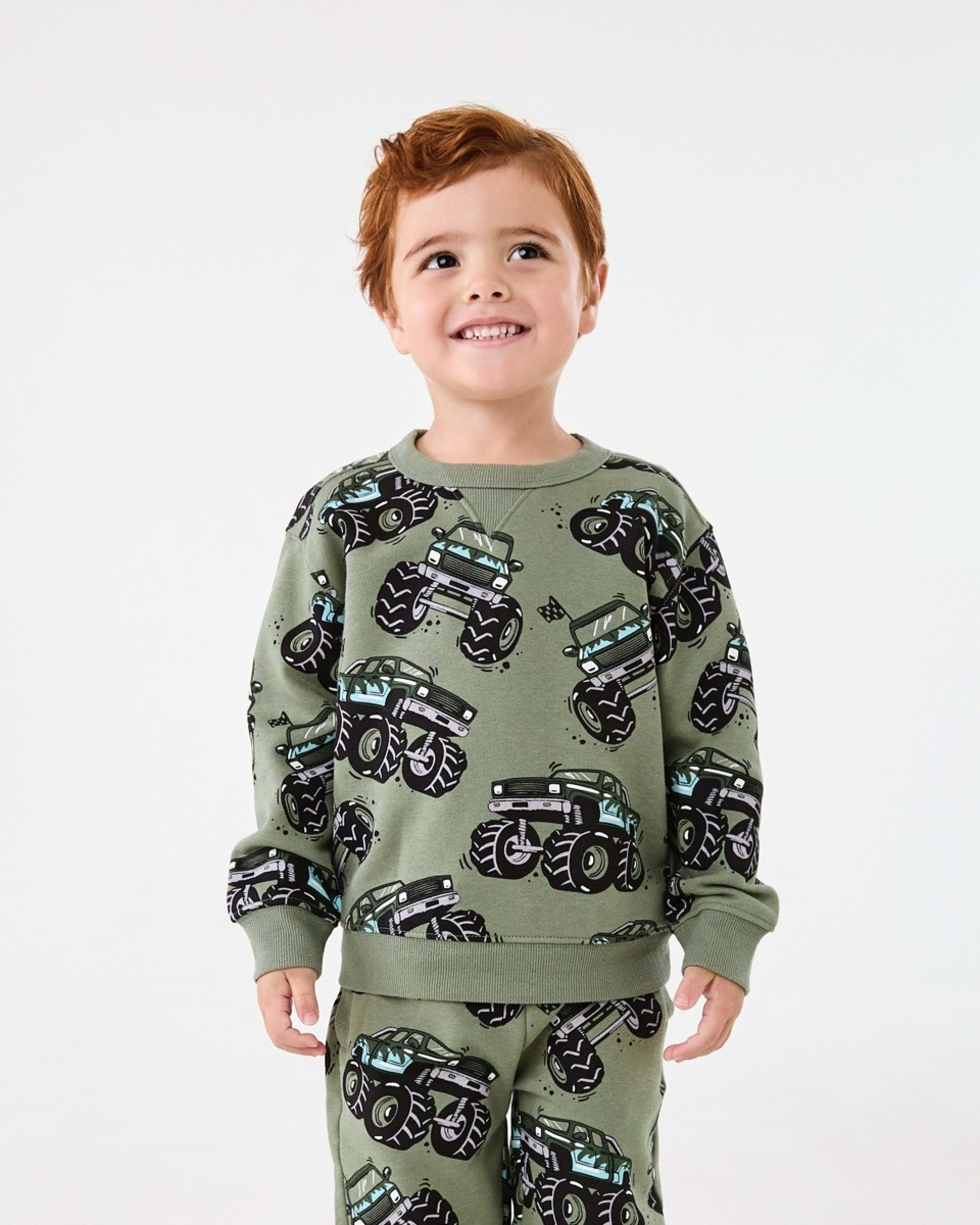 1 All Over Print Crew Neck Sweatshirt Gre Monste, 1 of 8
