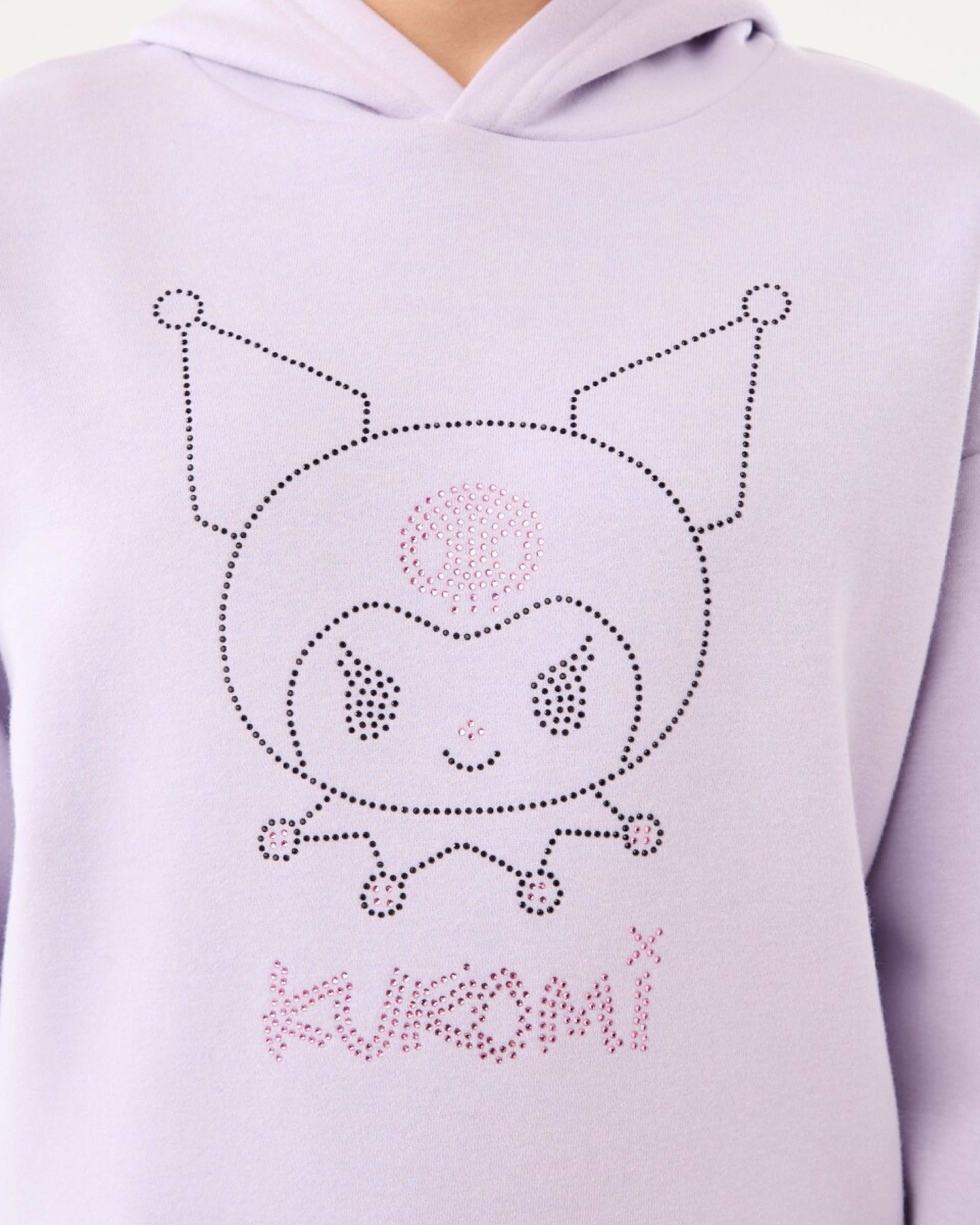 4 Kuromi License Oversized Hoodie Kuromi Two Tone Head With Pink Skull, 4 of 8