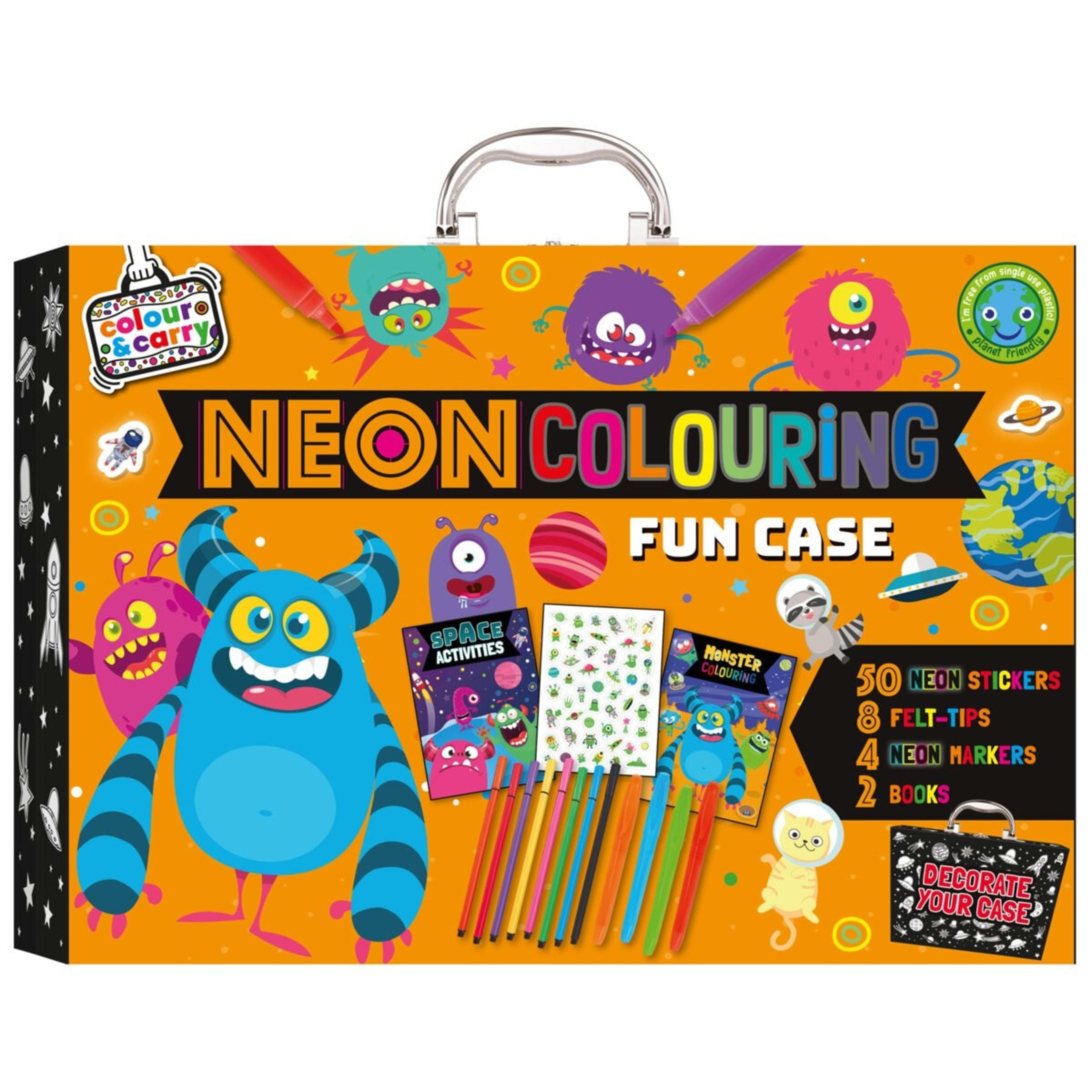 Colour & Carry Neon Colouring Fun Case Book Kmart