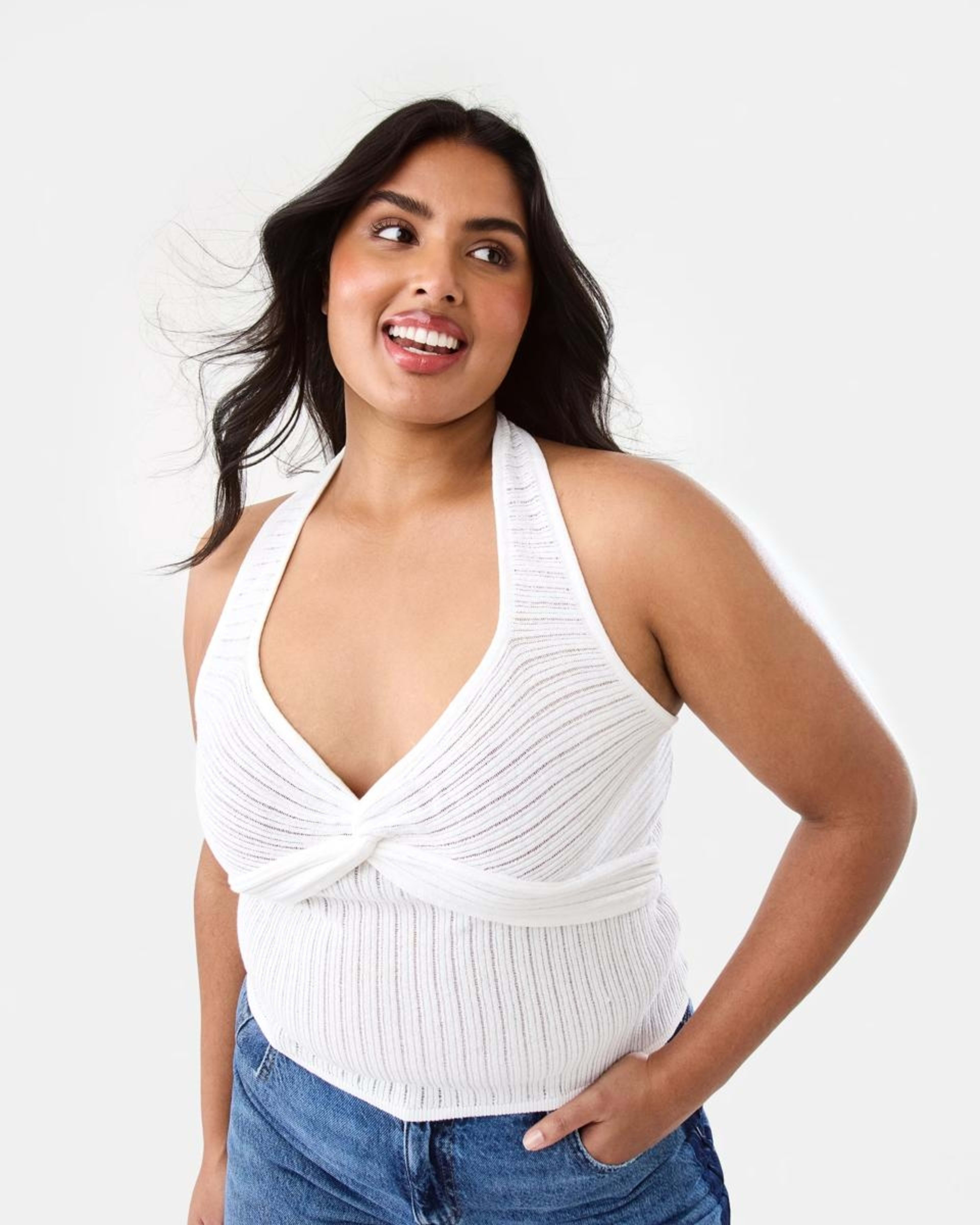 3 Halter Twist Front Top WHITE, 3 of 9