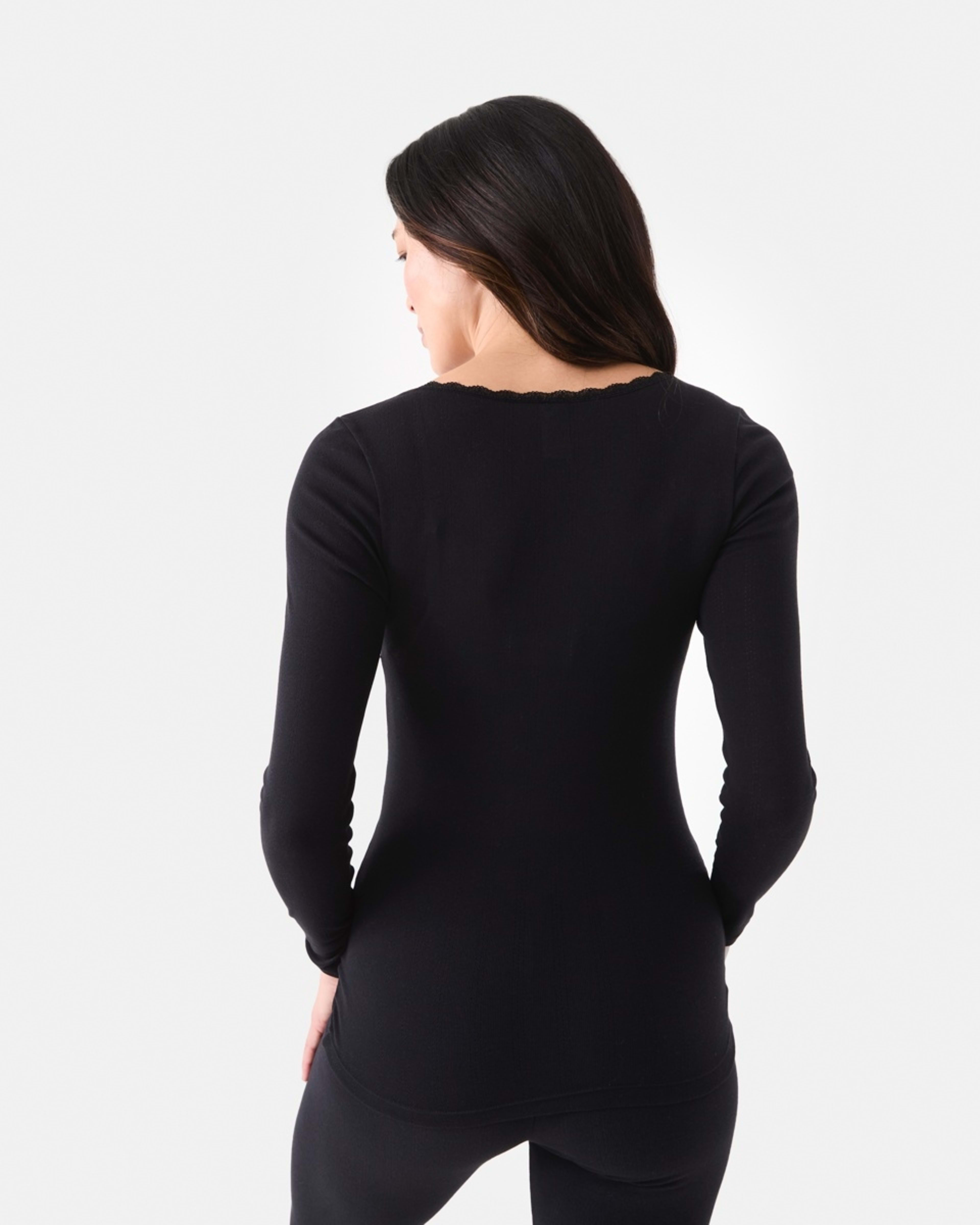 4 Pointelle Long Sleeve Top Black, 4 of 6
