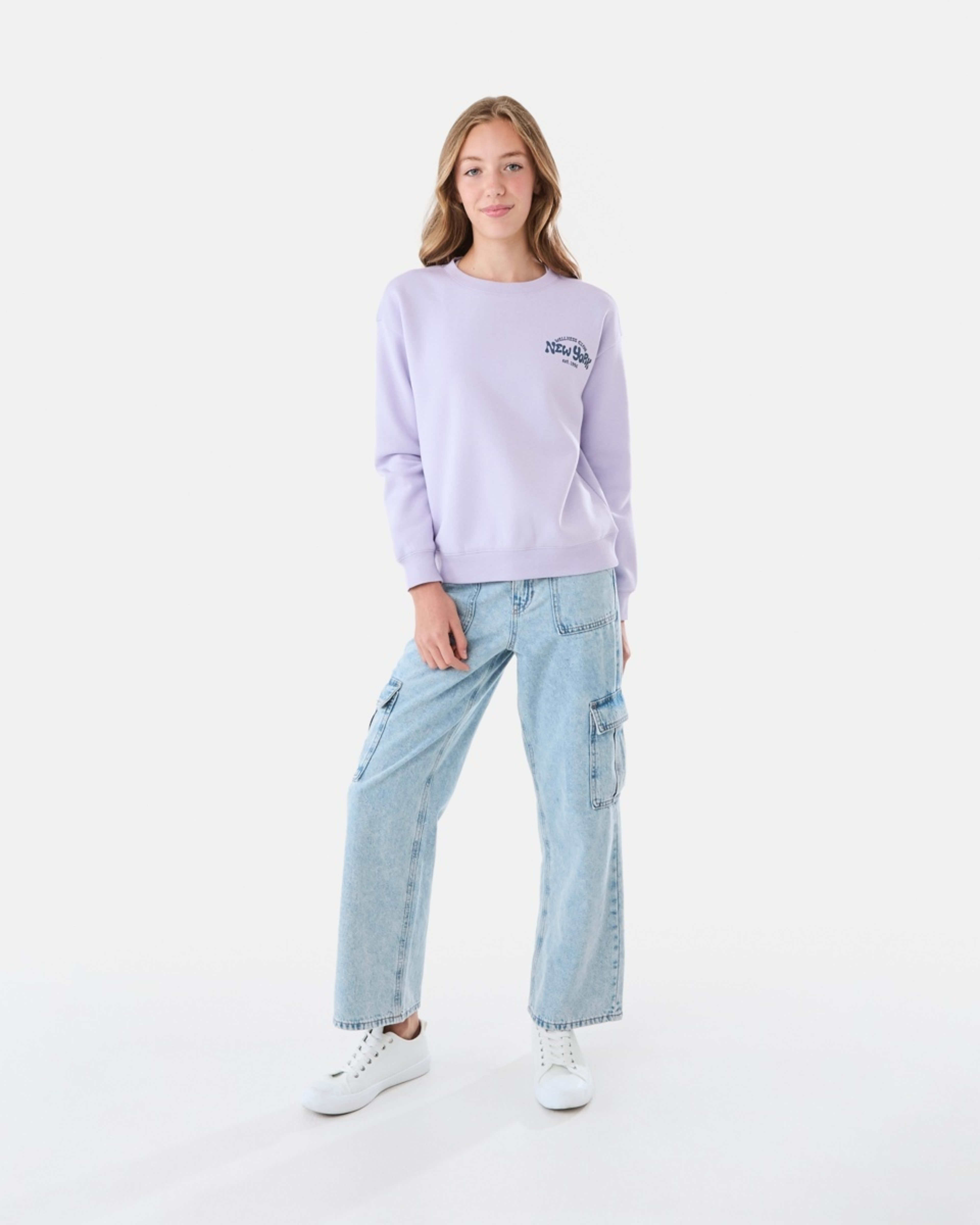 5 Print Crew Neck Sweatshirt Ny Wellness Club Pastel Lilac, 5 of 8