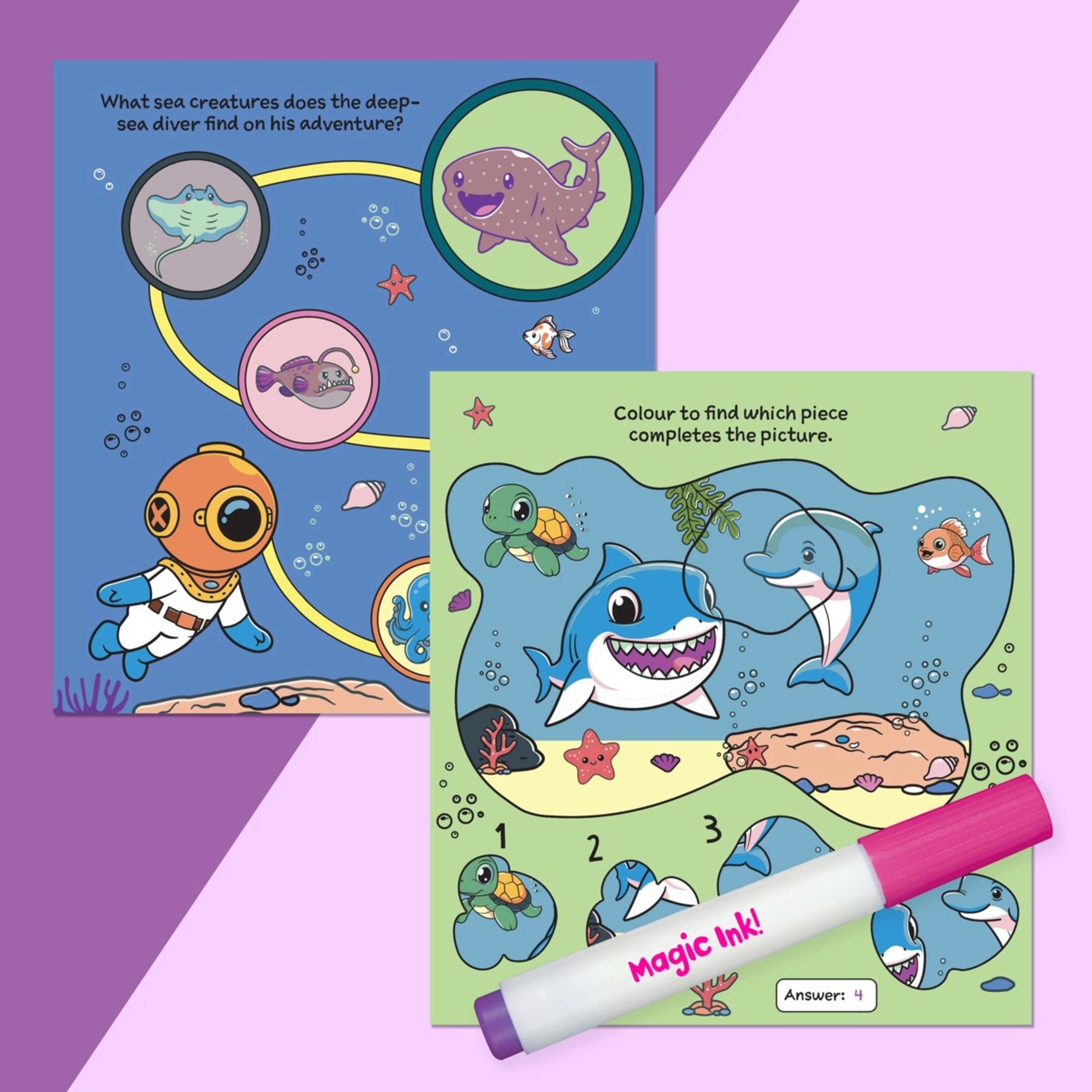 3 INKredibles Magic Reveal Ocean Adventure Mess Free Magic Ink Pictures! - Book, 3 of 5