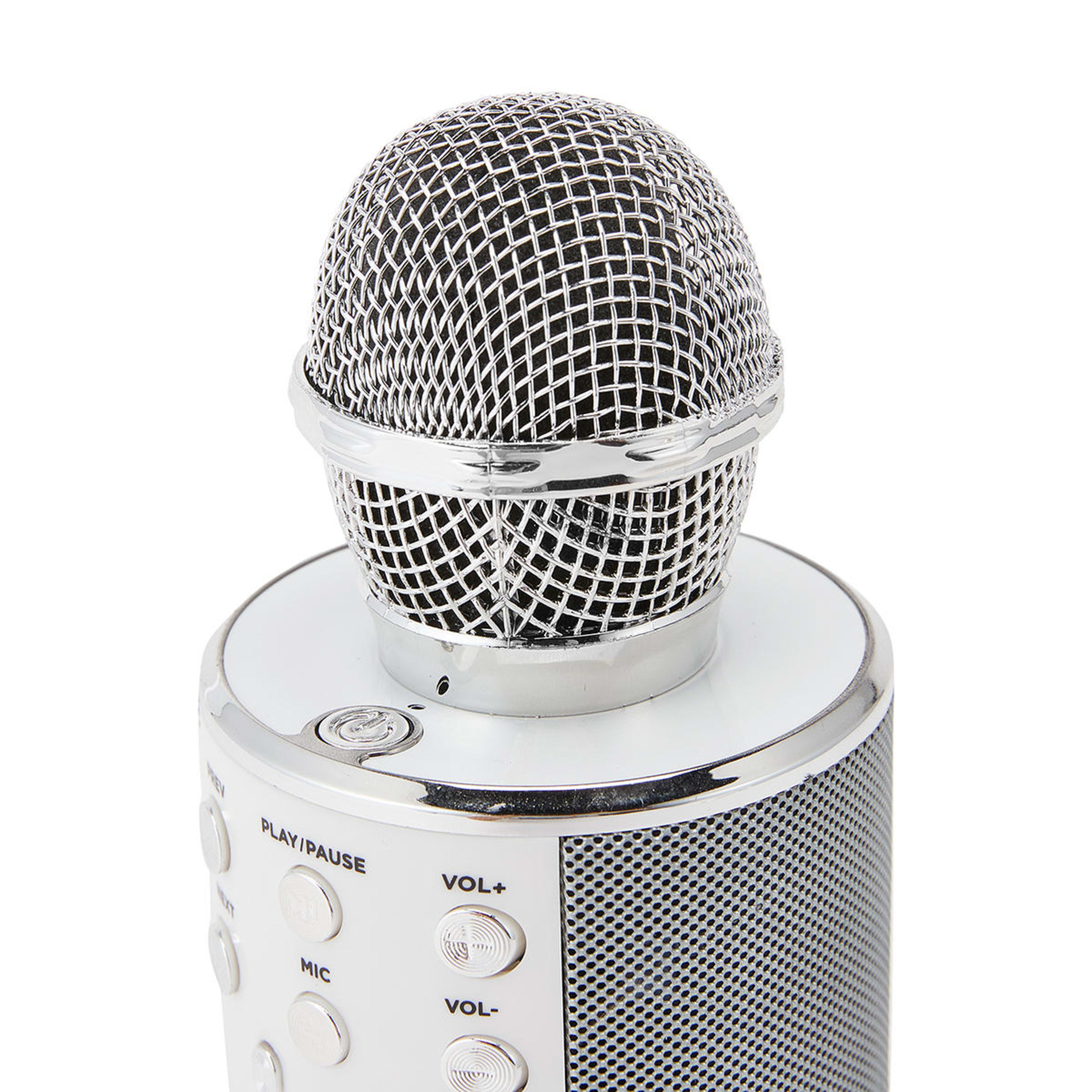 Bluetooth Karaoke Microphone with Speaker Silver Kmart
