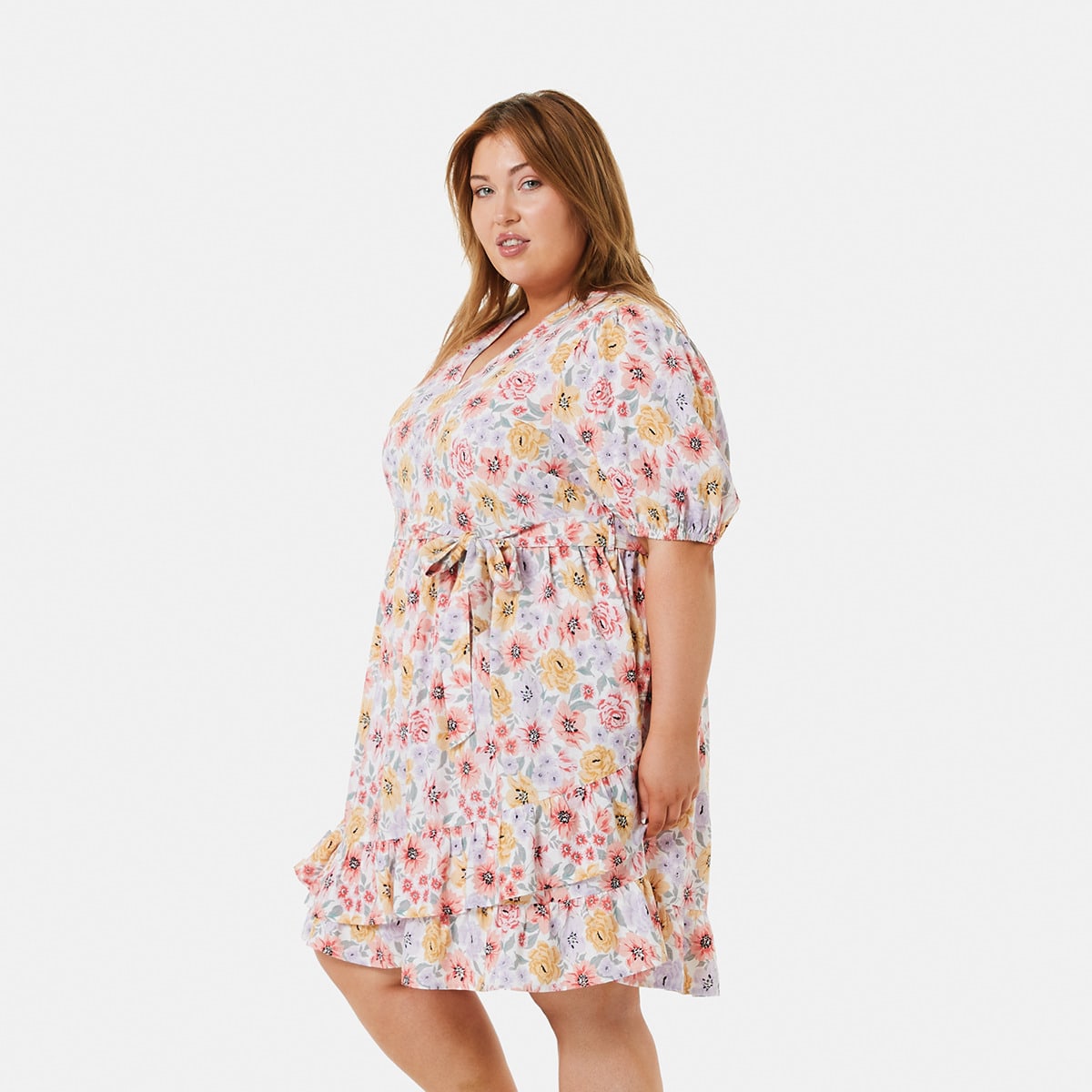 Curve Short Sleeve Print Dress Kmart