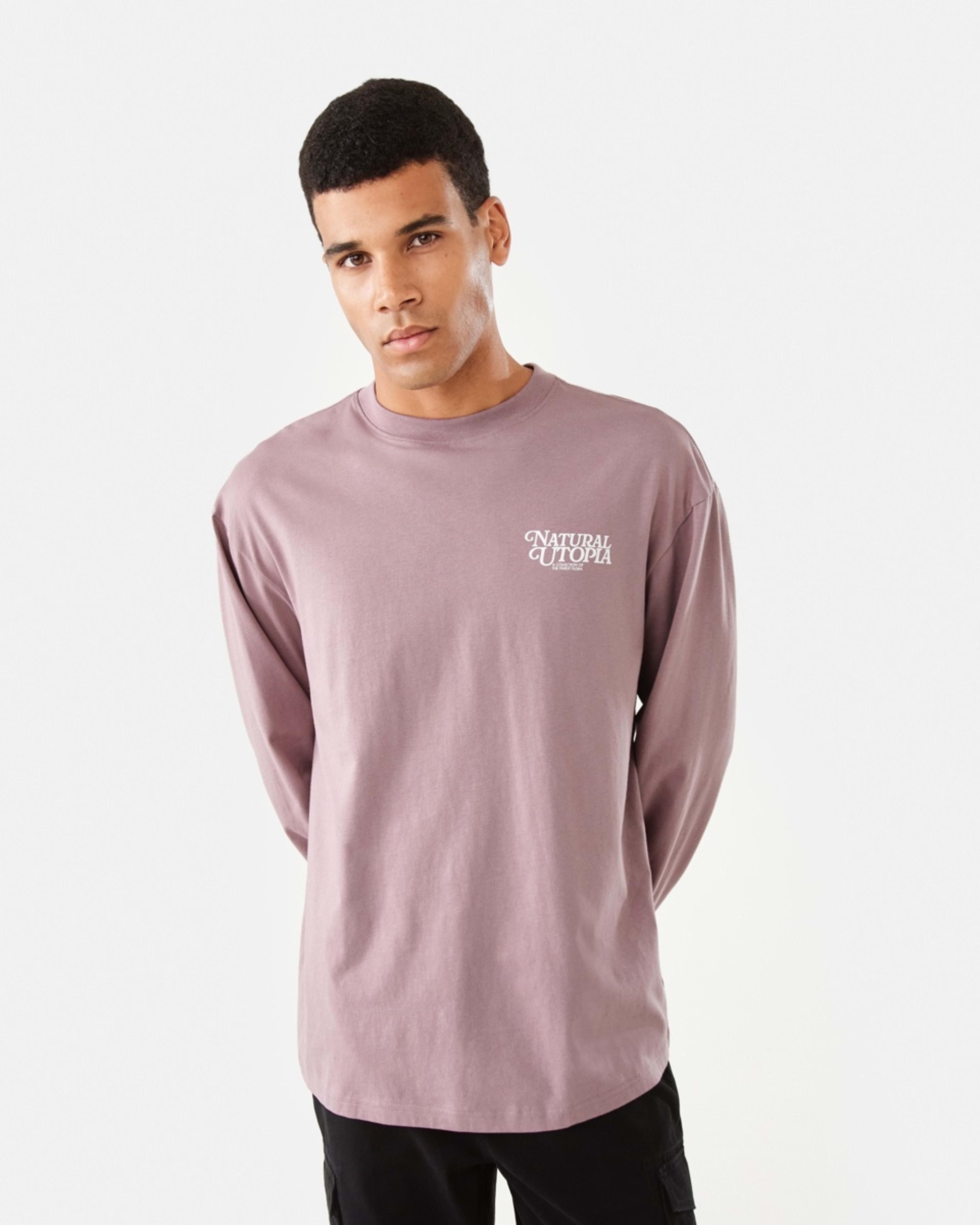 1 Long Sleeve Oversized Graphic T-shirt Pur Hther, 1 of 10