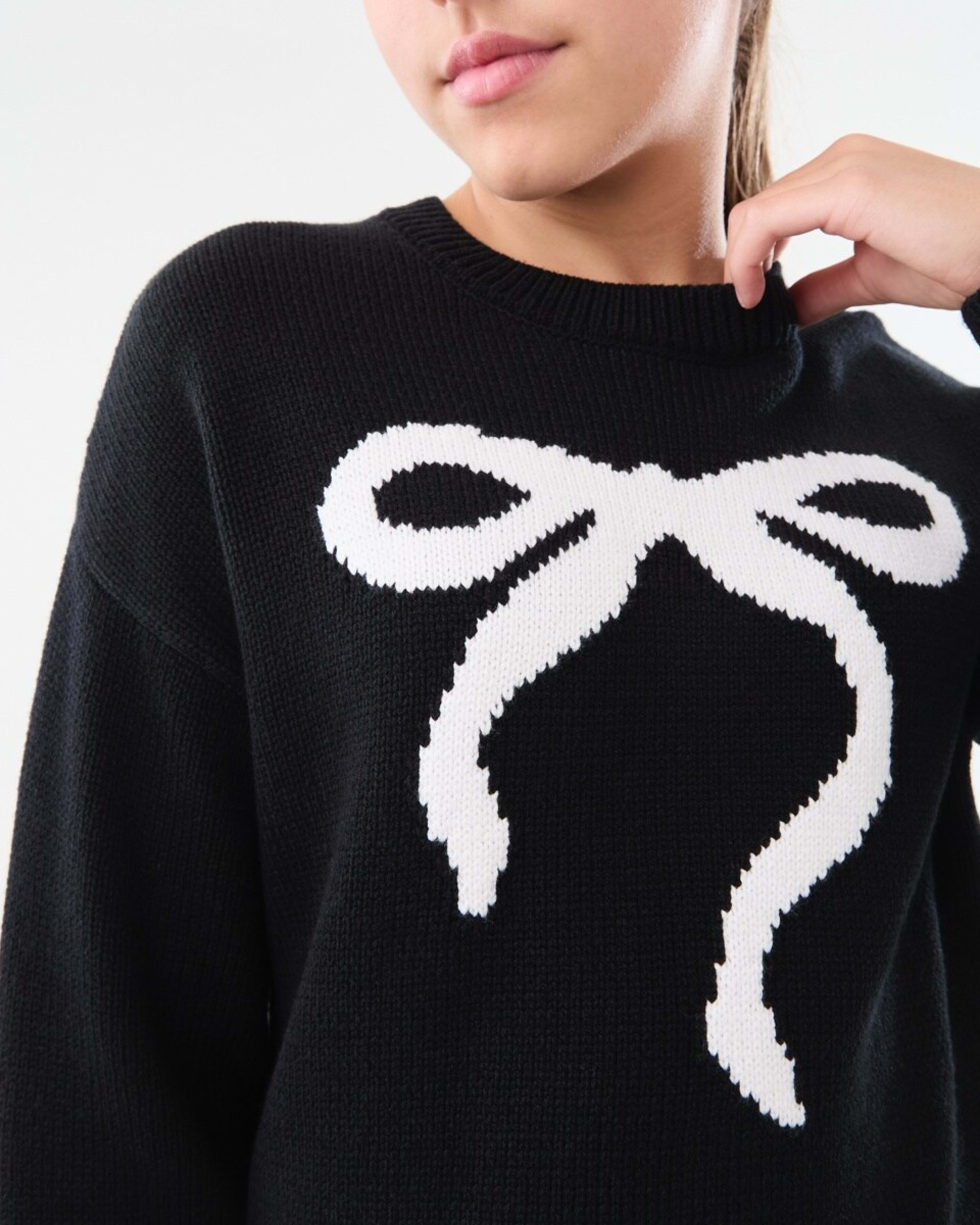 4 Bow Knit Jumper Black, 4 of 8