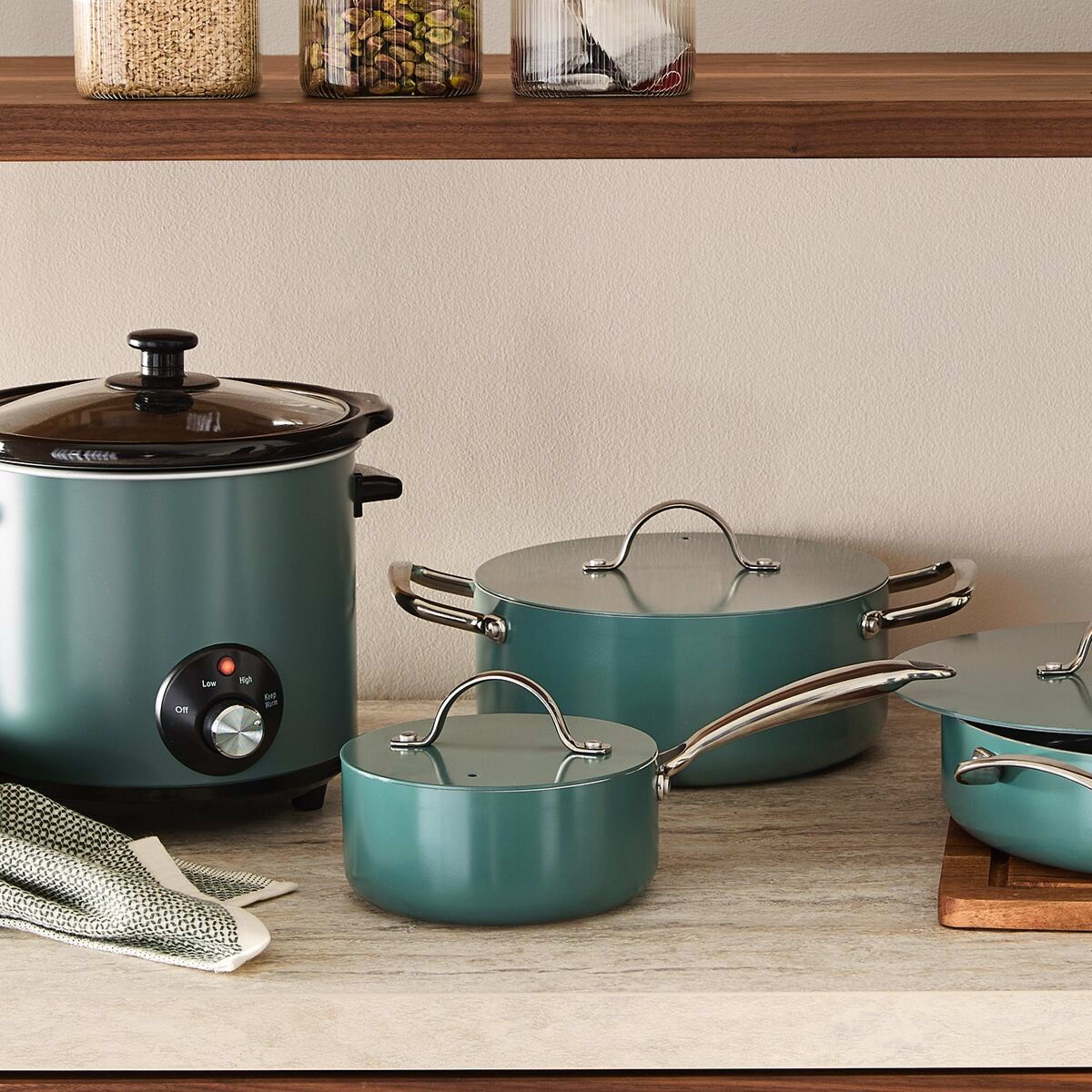 7 16cm Ceramic Non-Stick Saucepan - Green, 7 of 7
