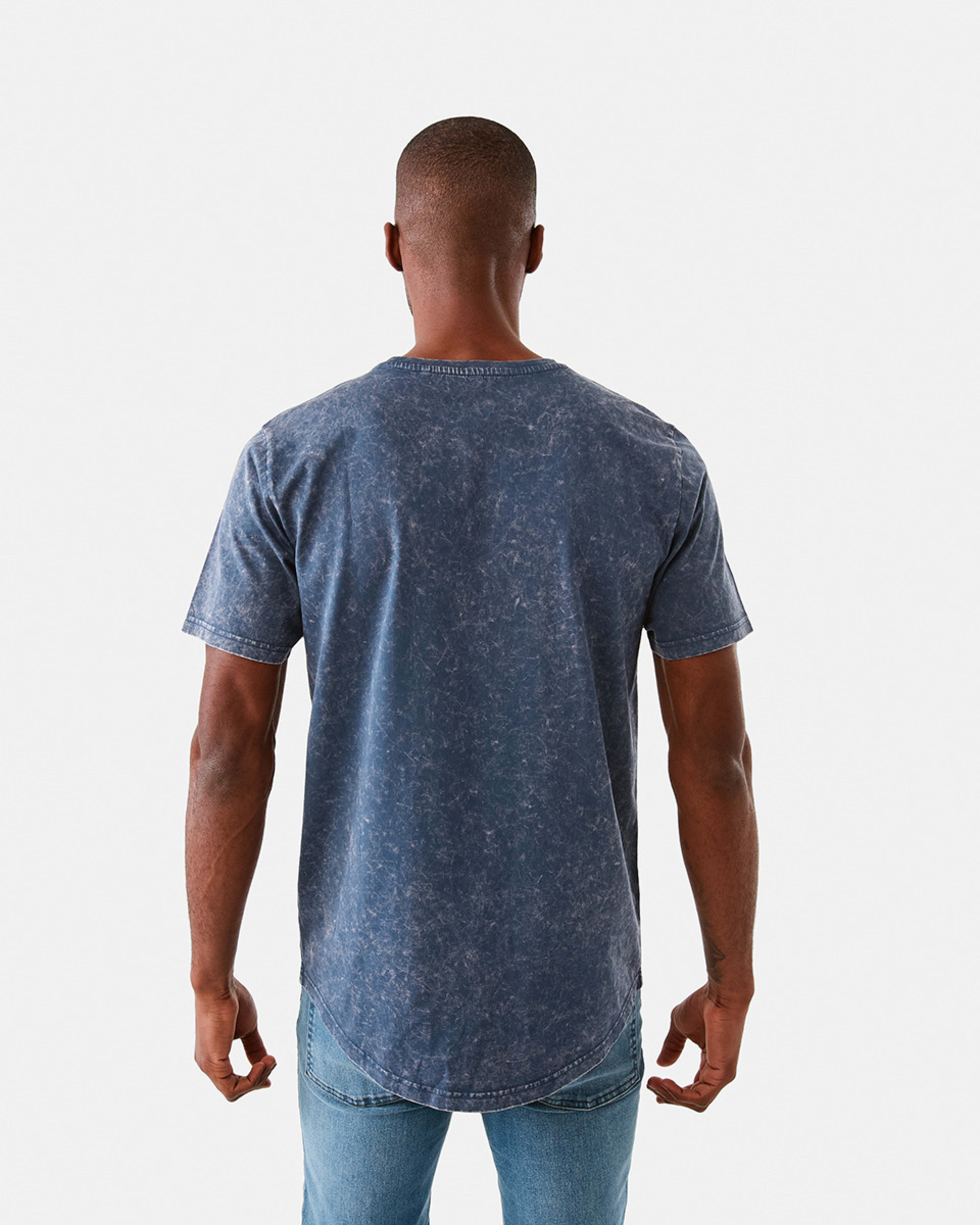 3 Acid Wash Curved Hem T-shirt Blu Sea, 3 of 5