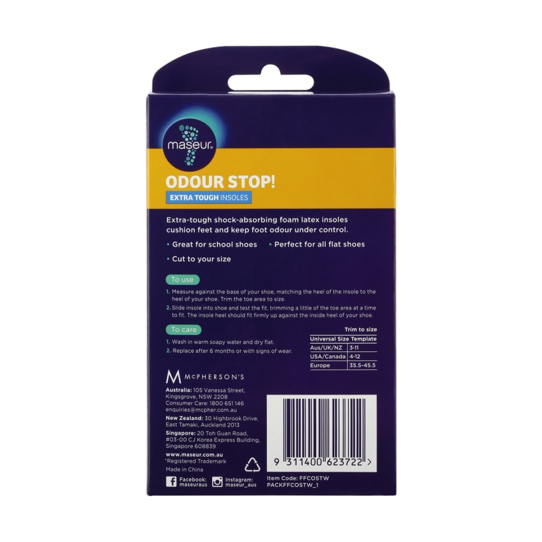 Footcare Odour Stop Extra Tough Insoles Kmart