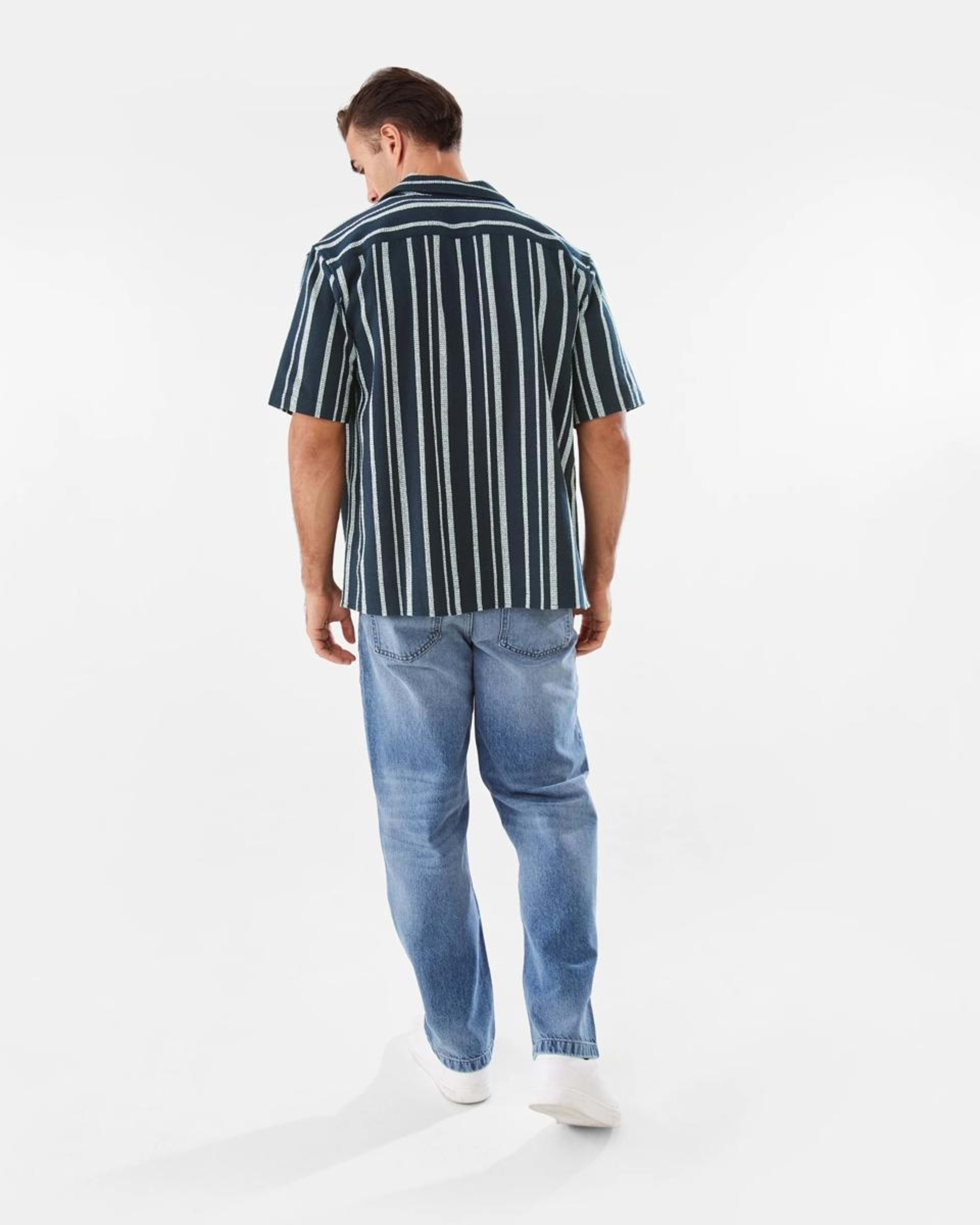 4 Short Sleeve Multi Textured Shirt VAM STRIPE SKY CAPTAIN, 4 of 9