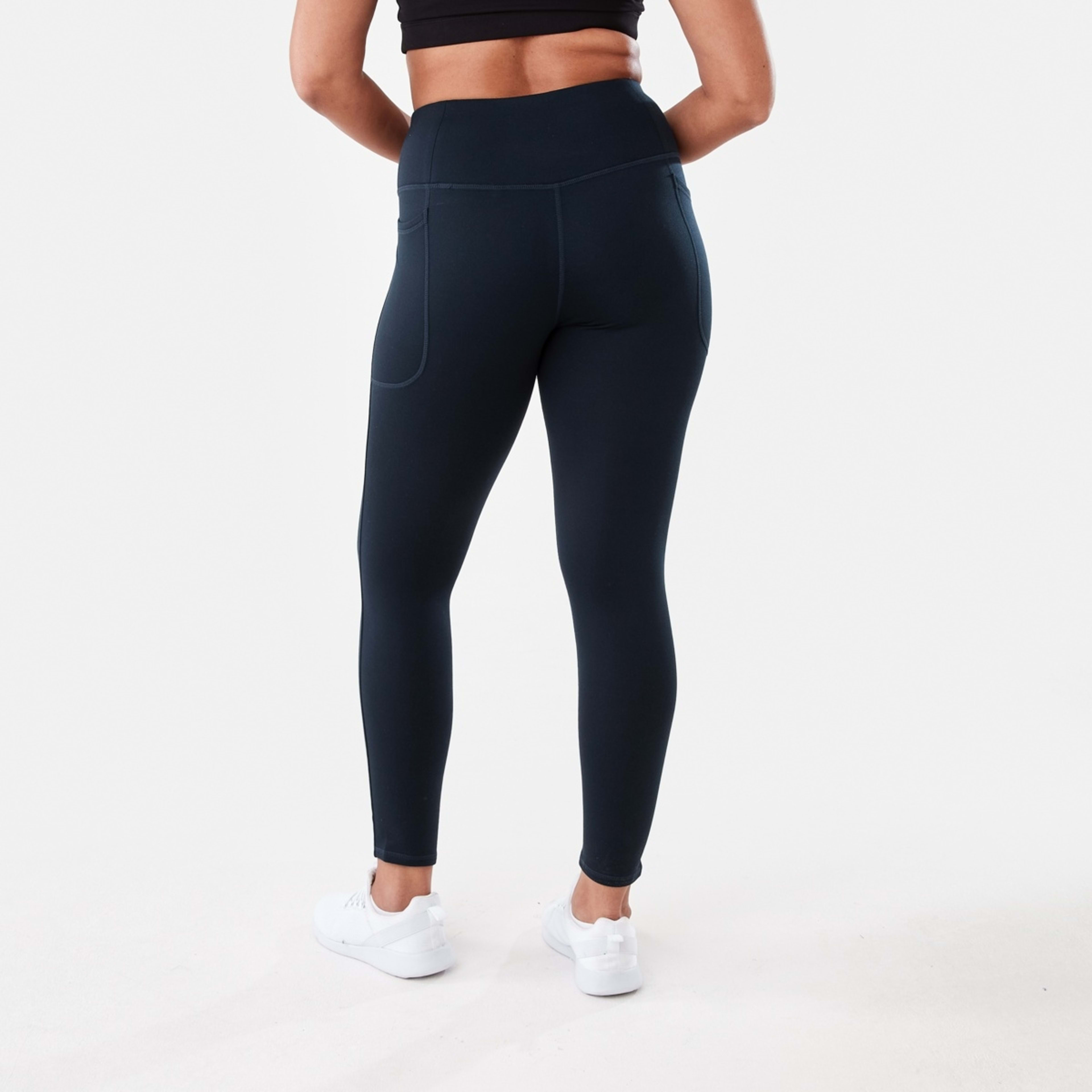 3 Active Womens Full Length Fleece Leggings Shade Navy, 3 of 5